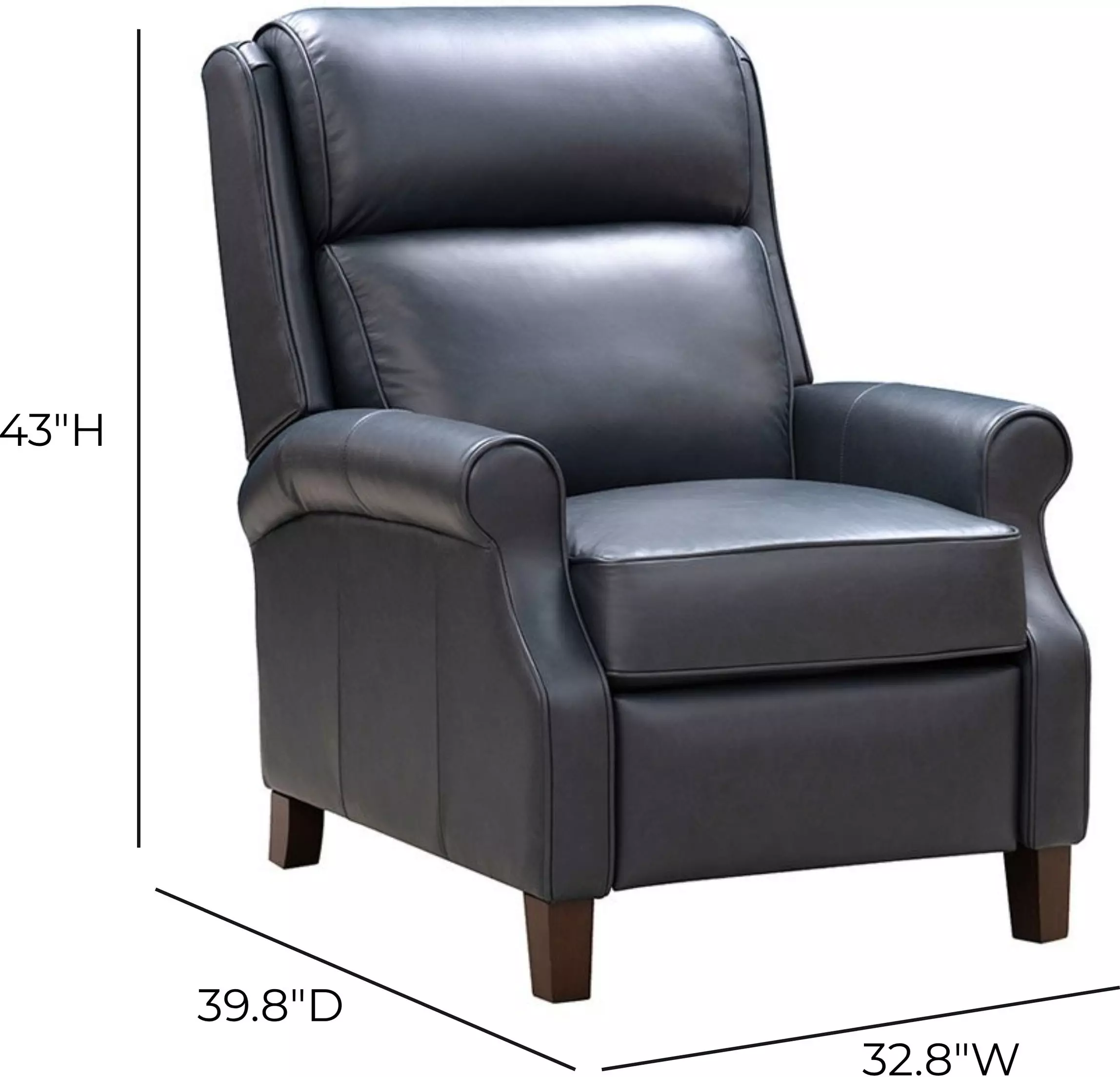 Amber Santa Fe Ocean Leather Dual Power Recliner with Power Headrest and USB Charging