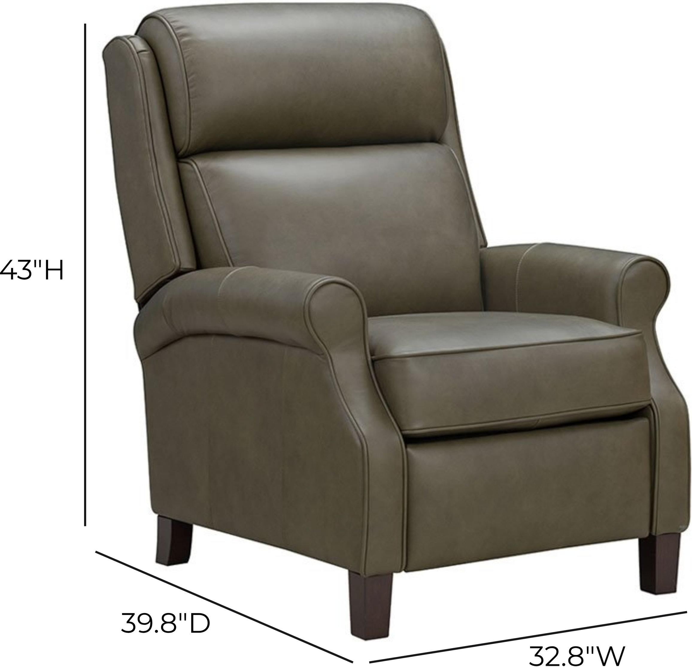 Amber Oasis Olive Leather Dual Power Recliner with Power Headrest and USB Charging