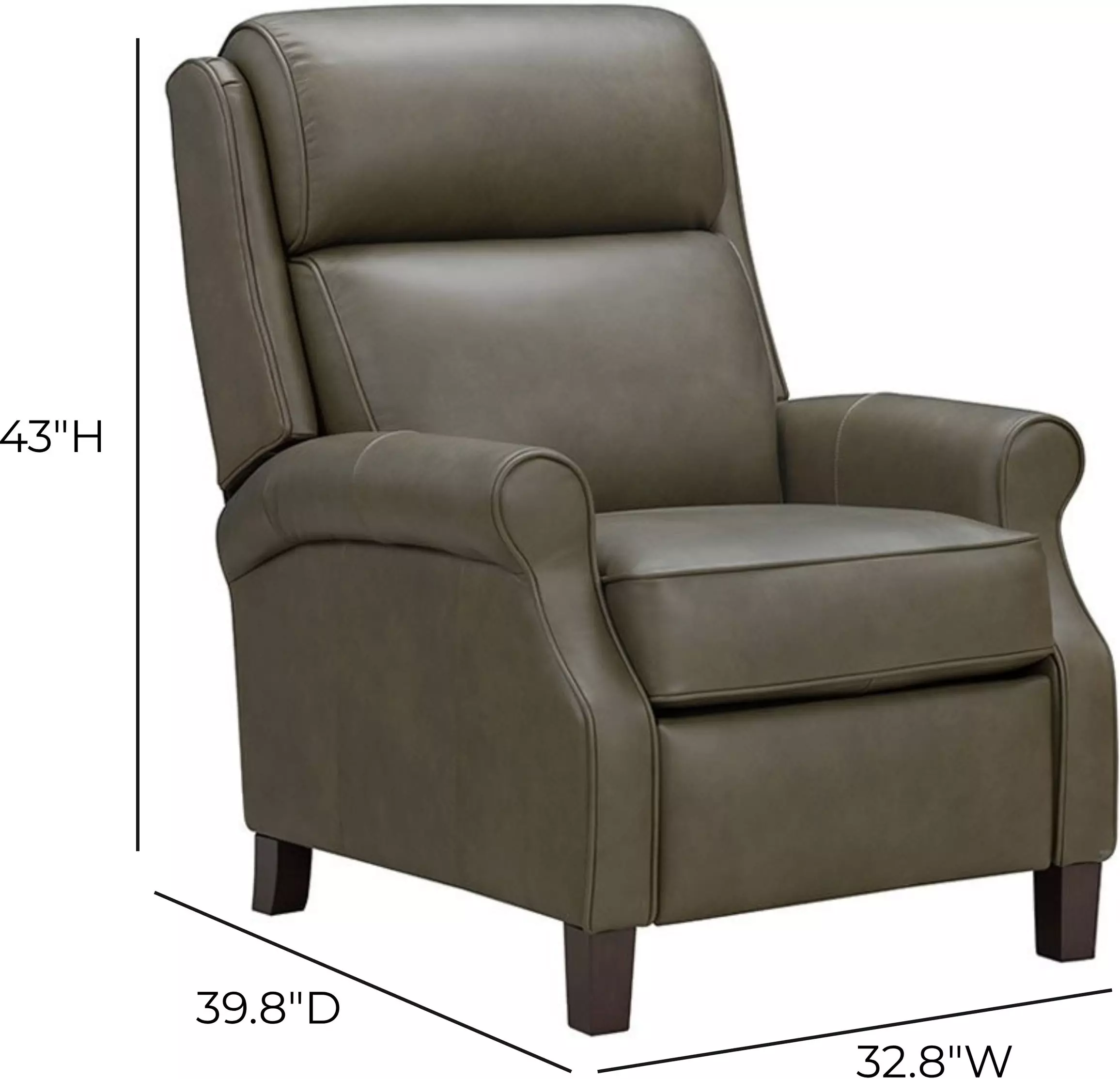 Amber Oasis Olive Leather Dual Power Recliner with Power Headrest and USB Charging