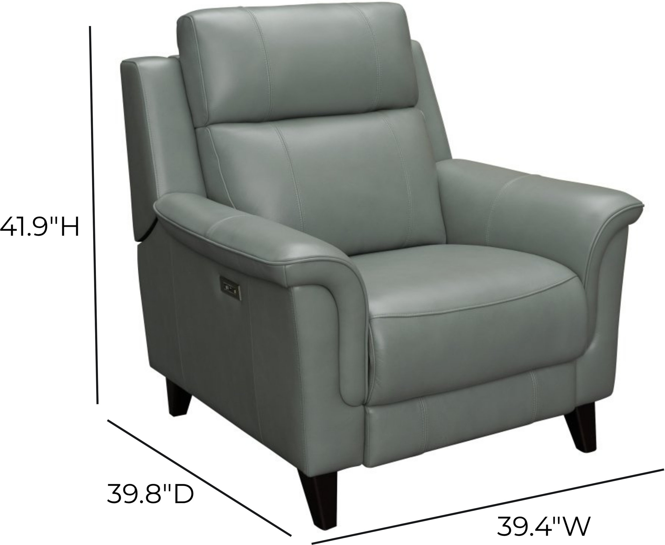 Kester Lorenzo Mint Leather Power Recliner with Power Headrest and USB Charging