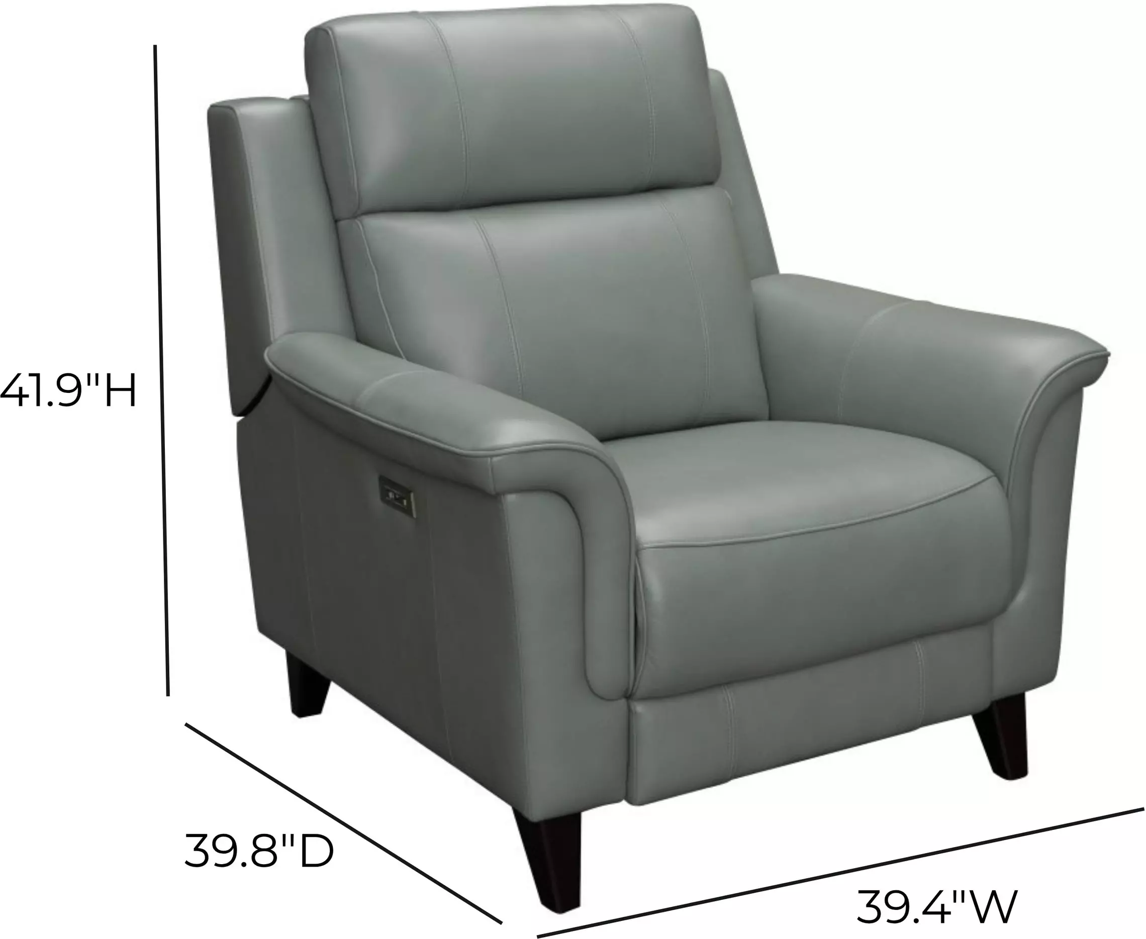 Kester Lorenzo Mint Leather Power Recliner with Power Headrest and USB Charging