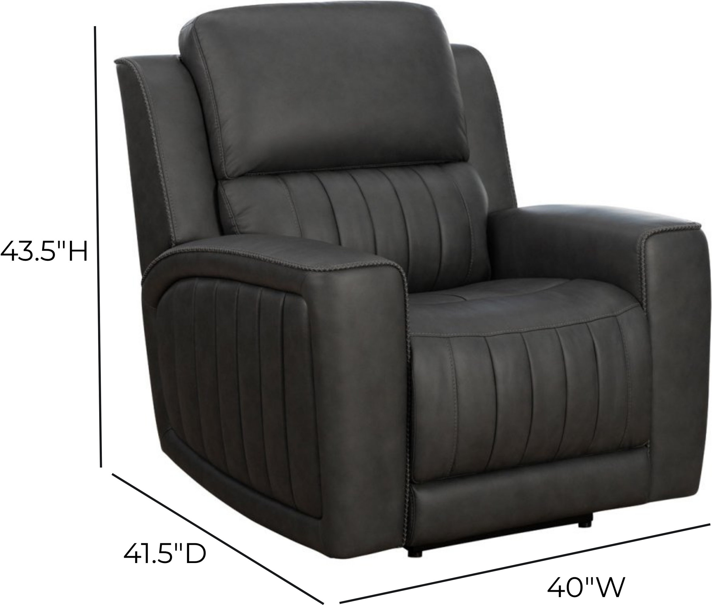 Pierce Homerun Dark Gray Leather Zero Gravity Power Recliner with Power Lumbar and USB Charging