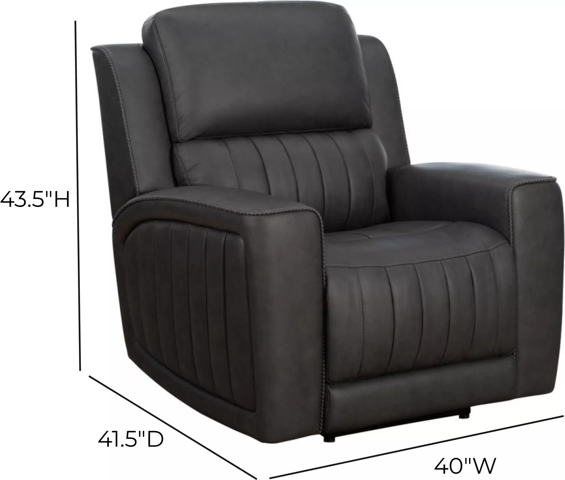 Pierce Homerun Dark Gray Leather Zero Gravity Power Recliner with Power Lumbar and USB Charging