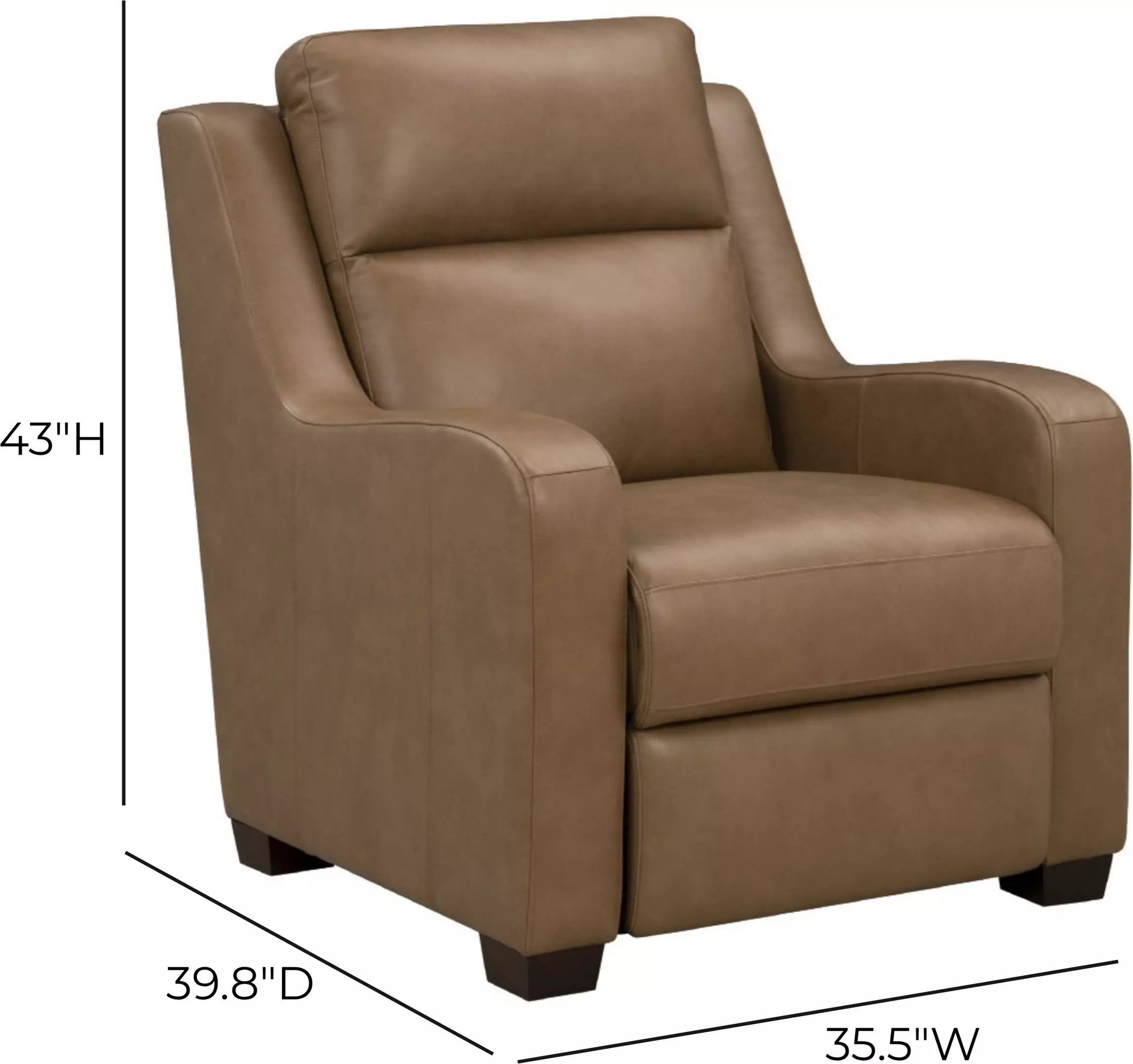 Ayden Hillwood Toffee Leather Power Recliner with Power Headrest and Power Lumbar