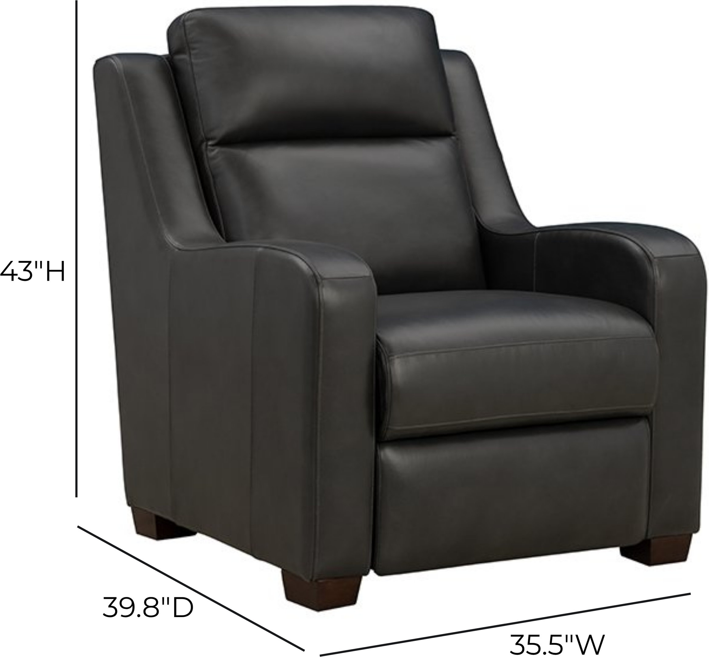 Ayden Elway Dark Gray Leather Power Recliner with Power Lumbar and USB Charging
