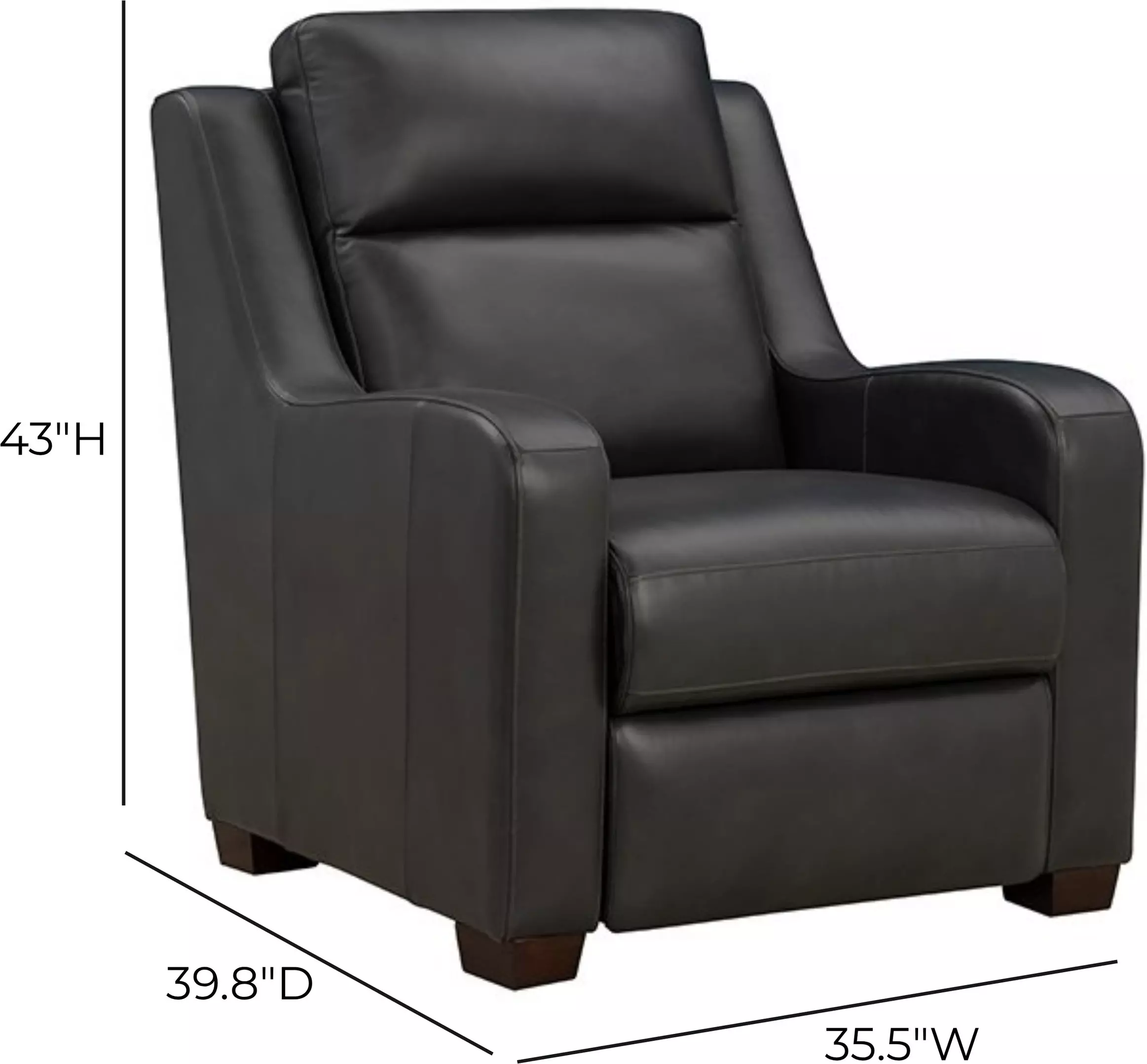 Ayden Elway Dark Gray Leather Power Recliner with Power Lumbar and USB Charging
