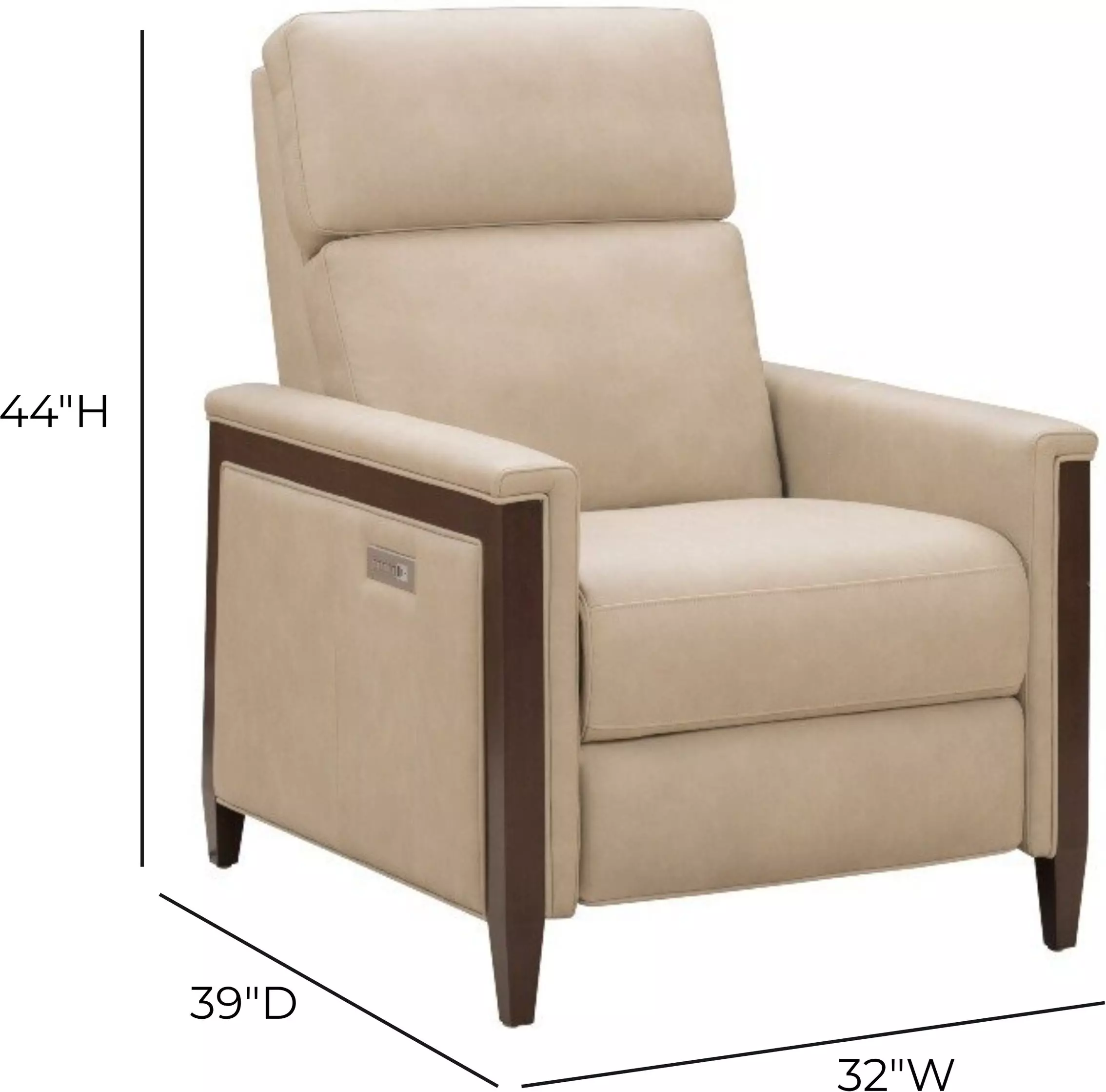 Alice Cashmere Stone Leather Zero Gravity Power Recliner with Power Headrest and USB Charging