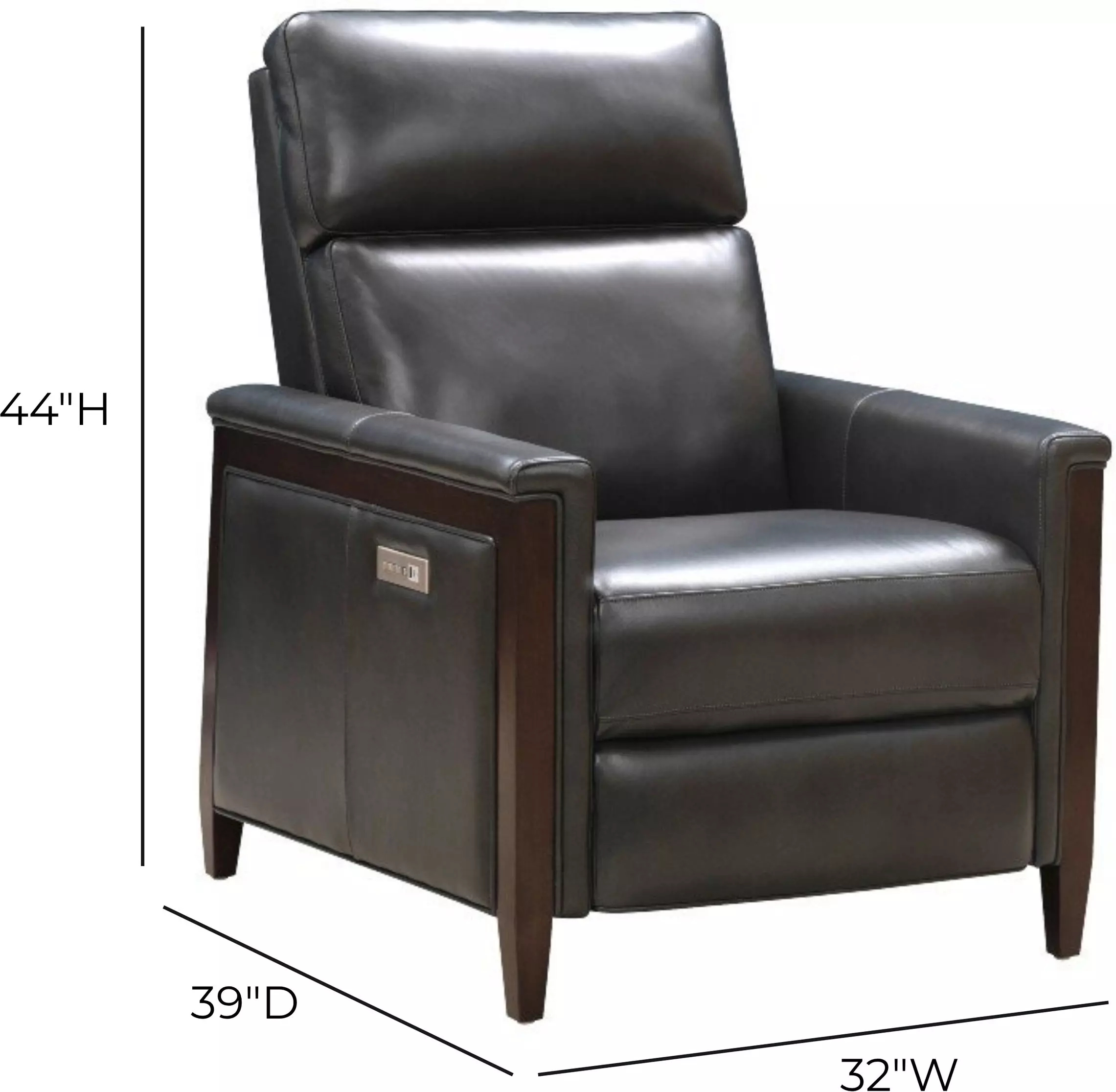 Alice Elway Dark Gray Leather Zero Gravity Power Recliner with Power Headrest and USB Charging