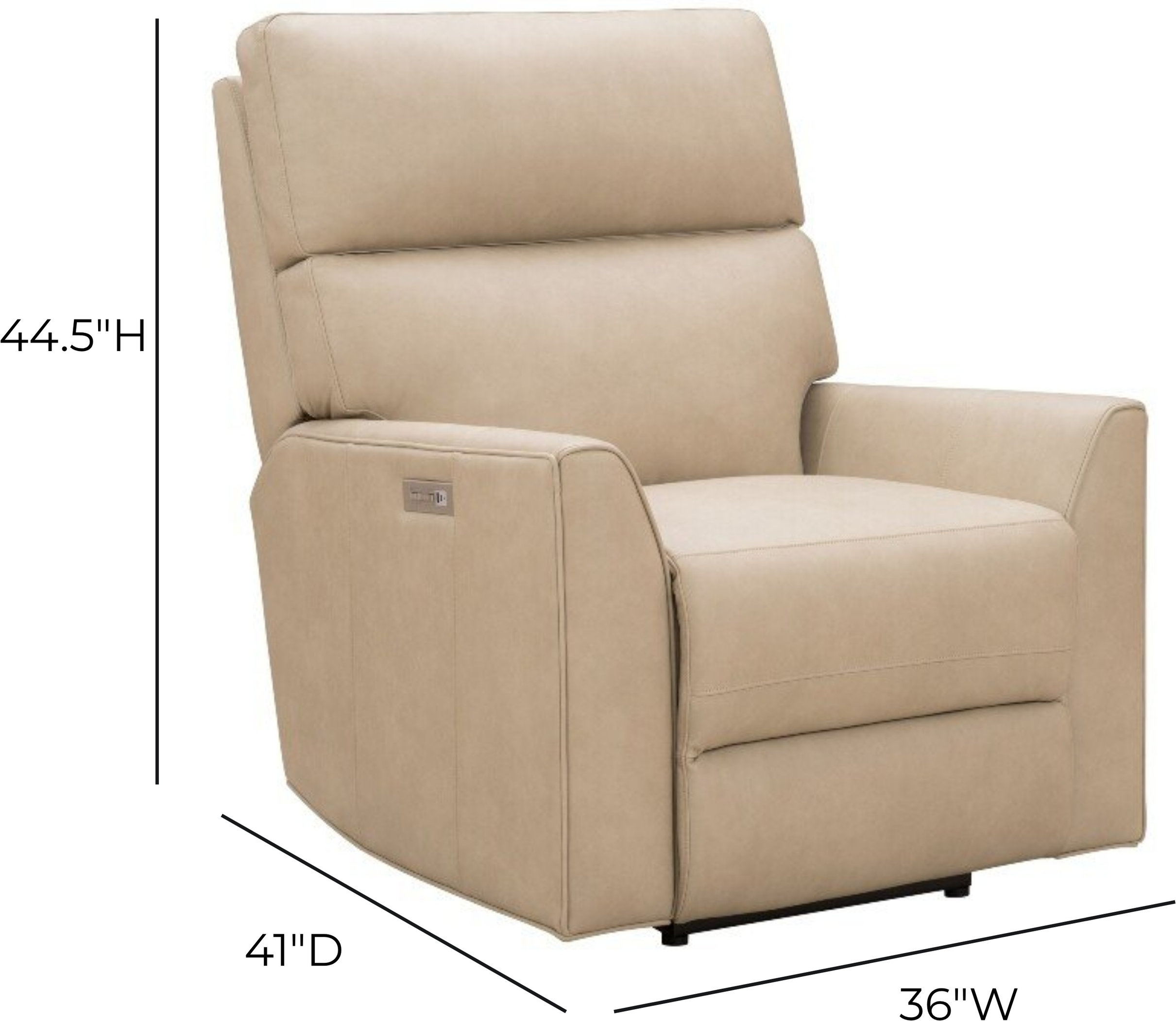 Marah Cashmere Stone Leather Triple Power Recliner with USB Charging