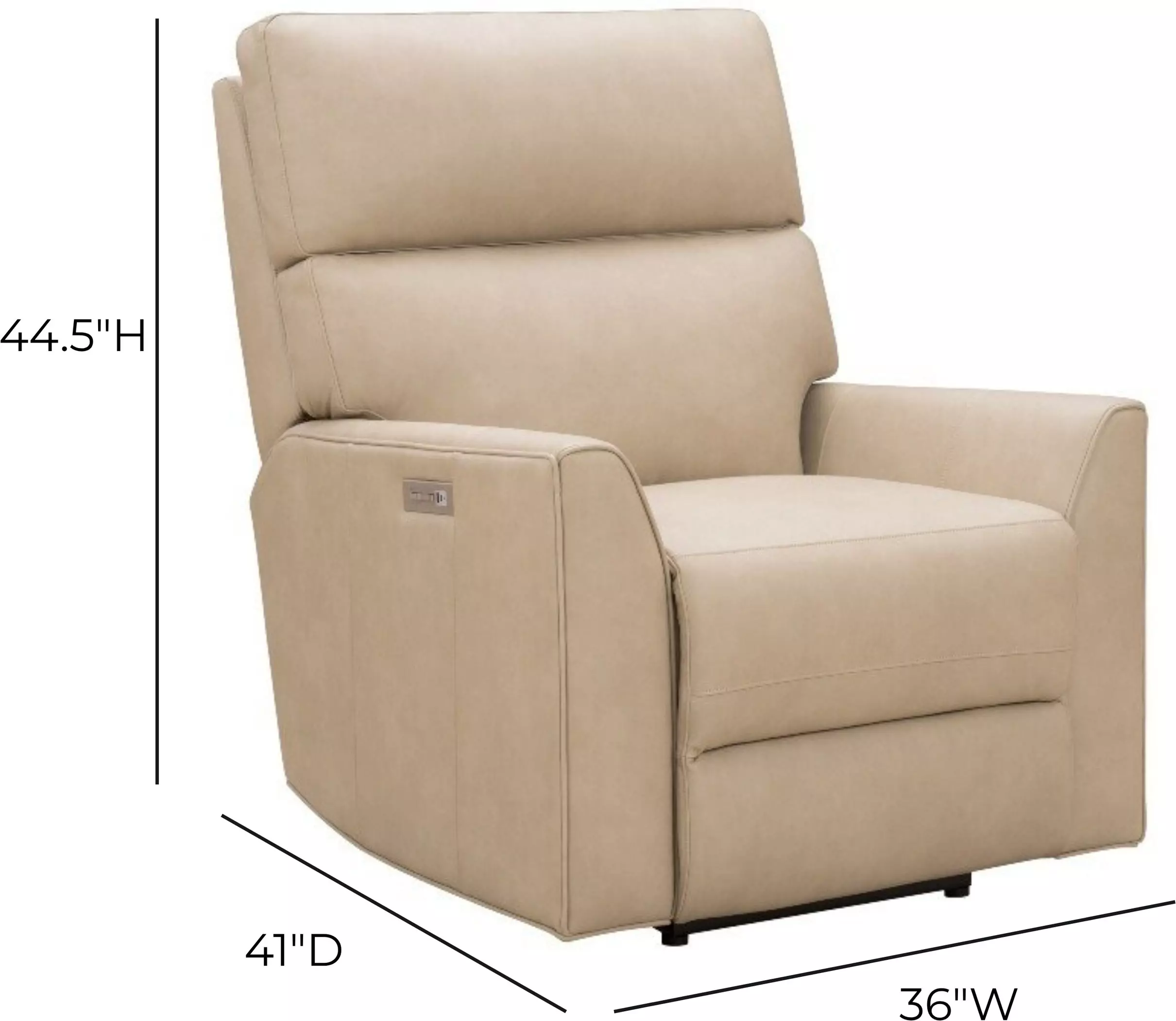 Marah Cashmere Stone Leather Triple Power Recliner with USB Charging