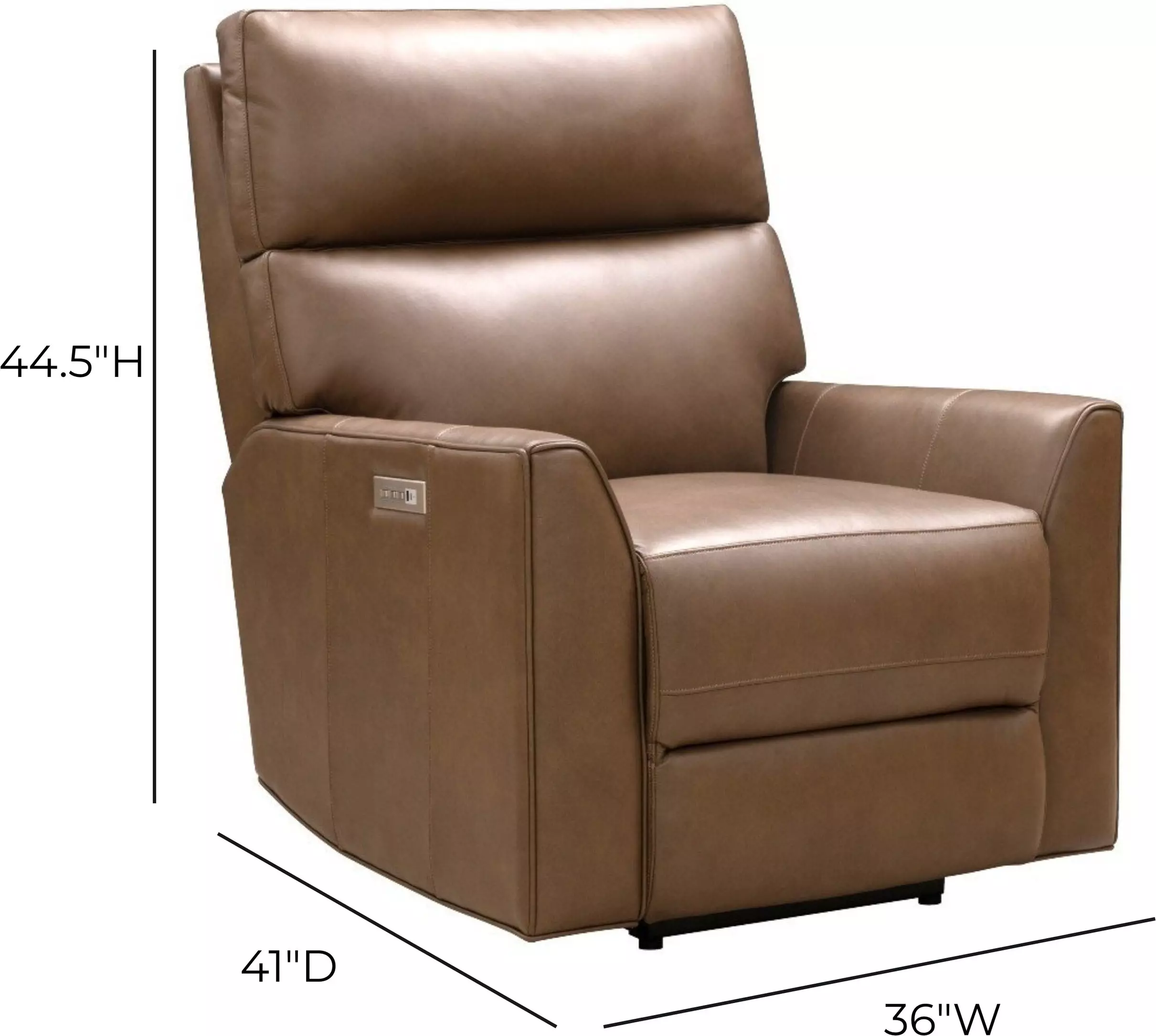 Marah Cashmere Taupe Leather Triple Power Recliner with USB Charging
