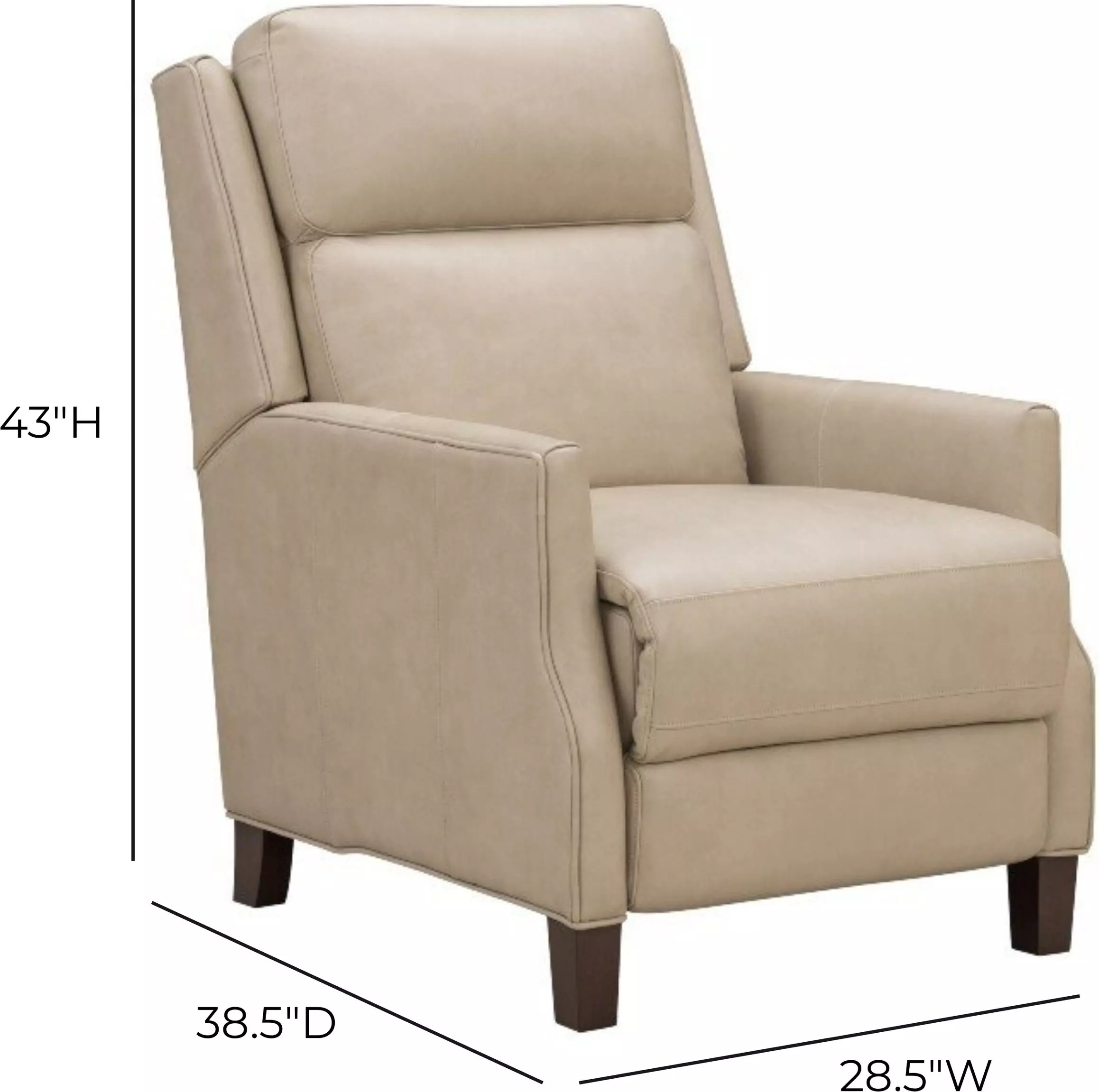 Ledger Cashmere Stone Leather Power Recliner with Power Headrest and USB Charging