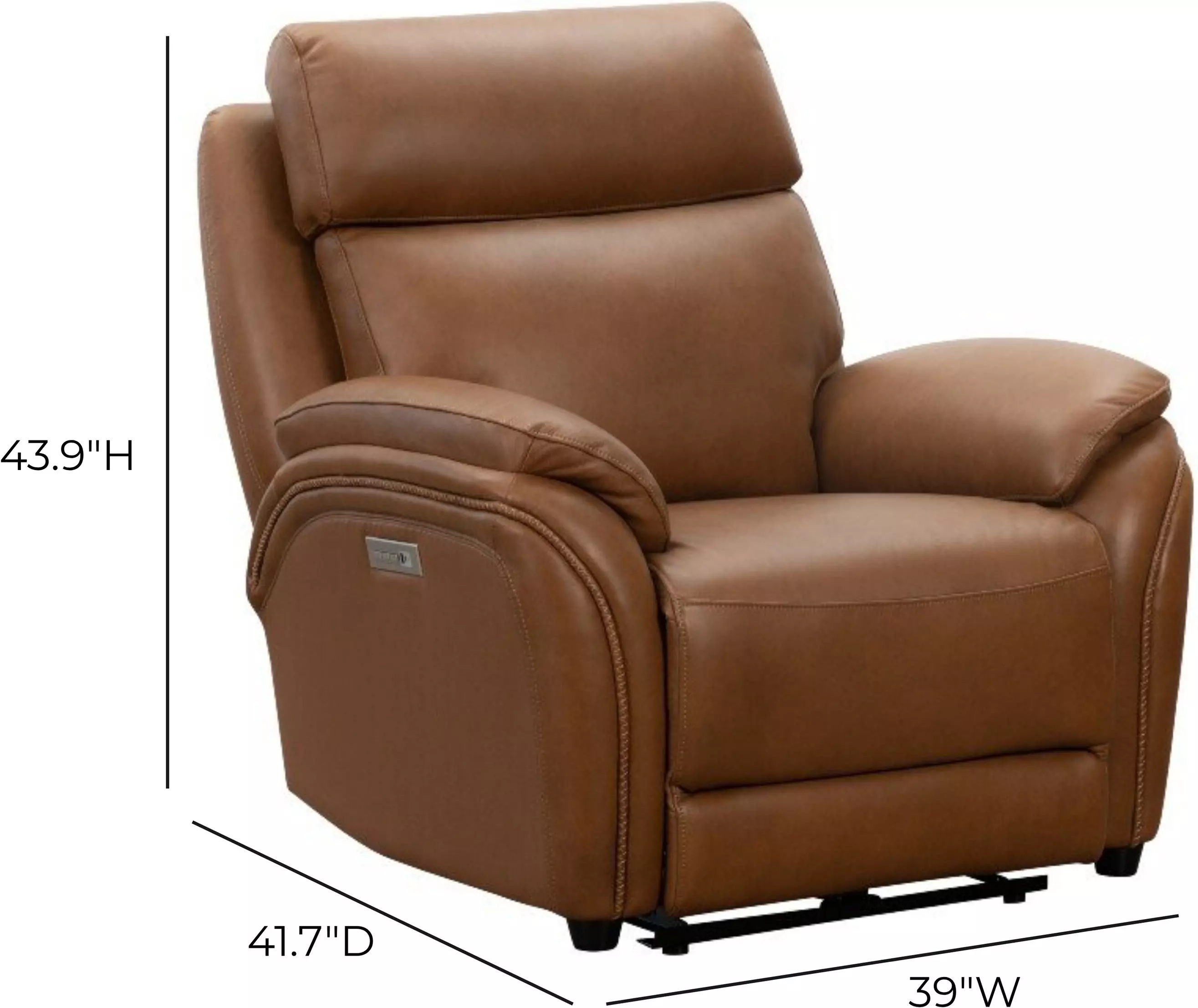 Corry Simon Saddle Leather Power Recliner with Power Lumbar and USB Charging