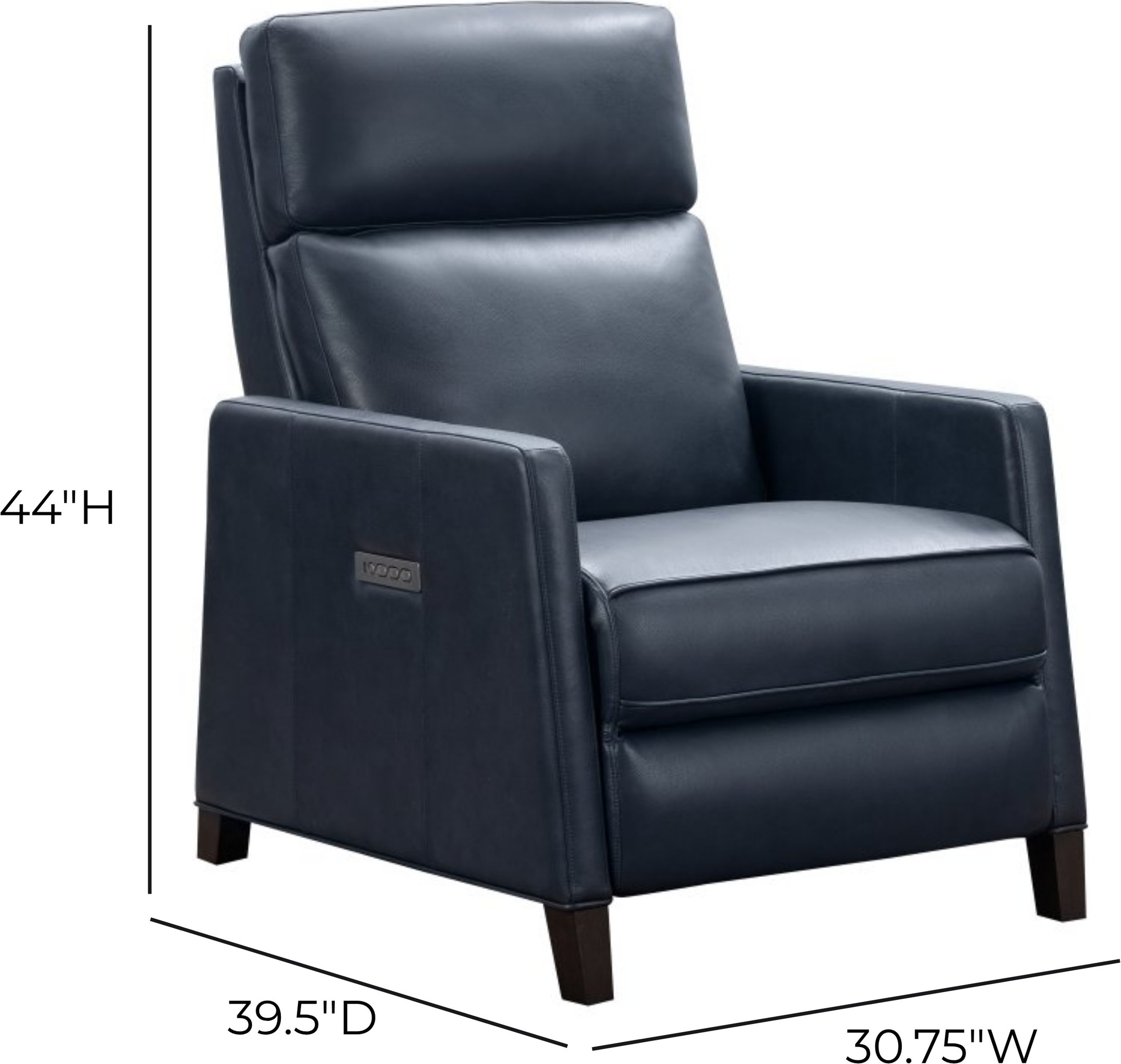 James Barone Navy Blue Leather Zero Gravity Power Recliner with Power Lumbar and USB Charging