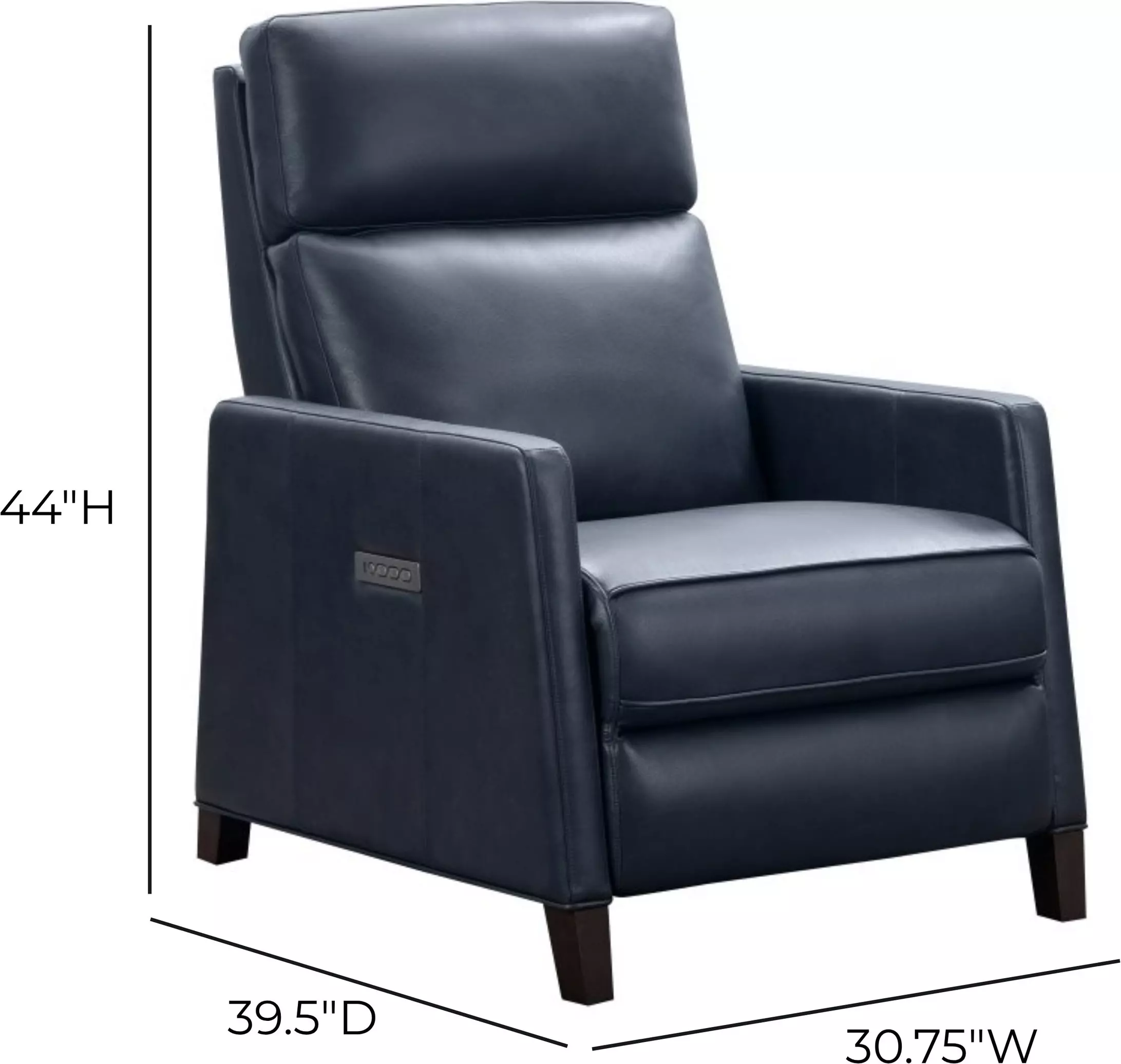 James Barone Navy Blue Leather Zero Gravity Power Recliner with Power Lumbar and USB Charging