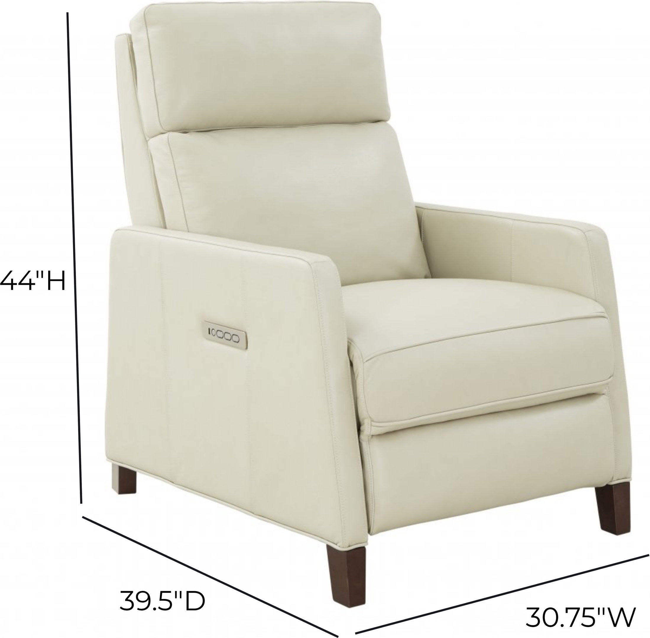 James Barone Parchment Leather Zero Gravity Power Recliner with Power Lumbar and USB Charging