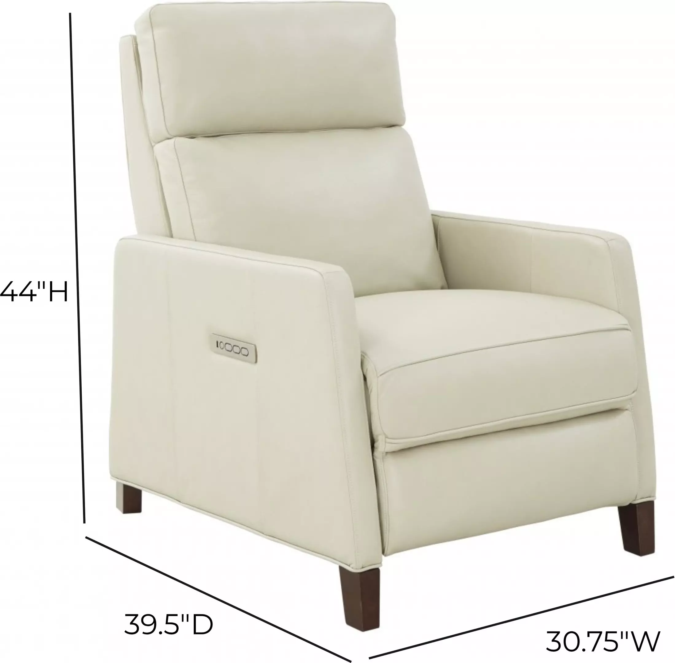 James Barone Parchment Leather Zero Gravity Power Recliner with Power Lumbar and USB Charging