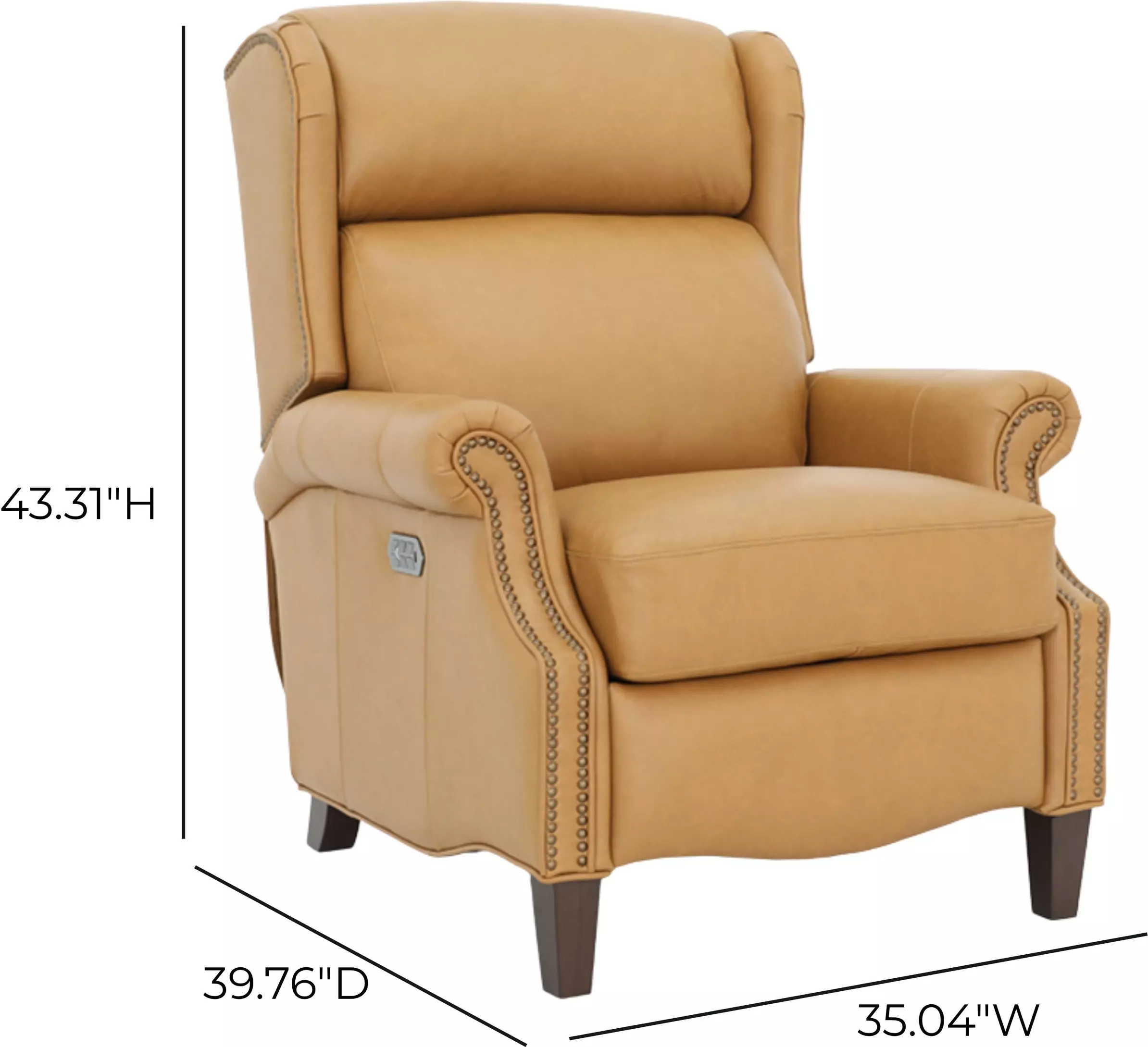 Philadelphia Santa Fe Brandy Leather Triple Power Recliner with USB Charging and Nailhead Trim