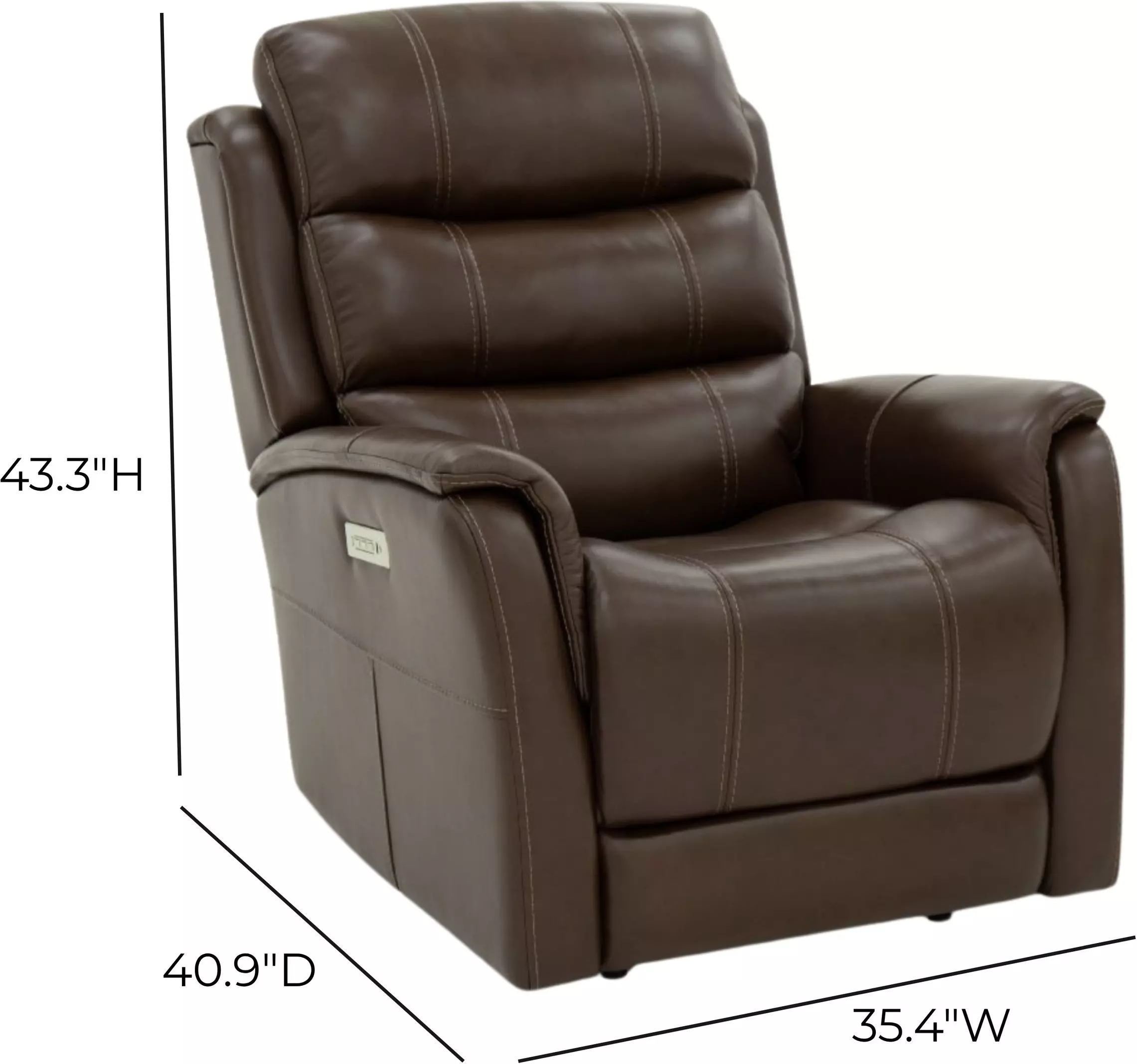 Mooresville Sorrento Coffee Leather Zero Gravity Triple Power Recliner with Power Lumbar and USB Charging