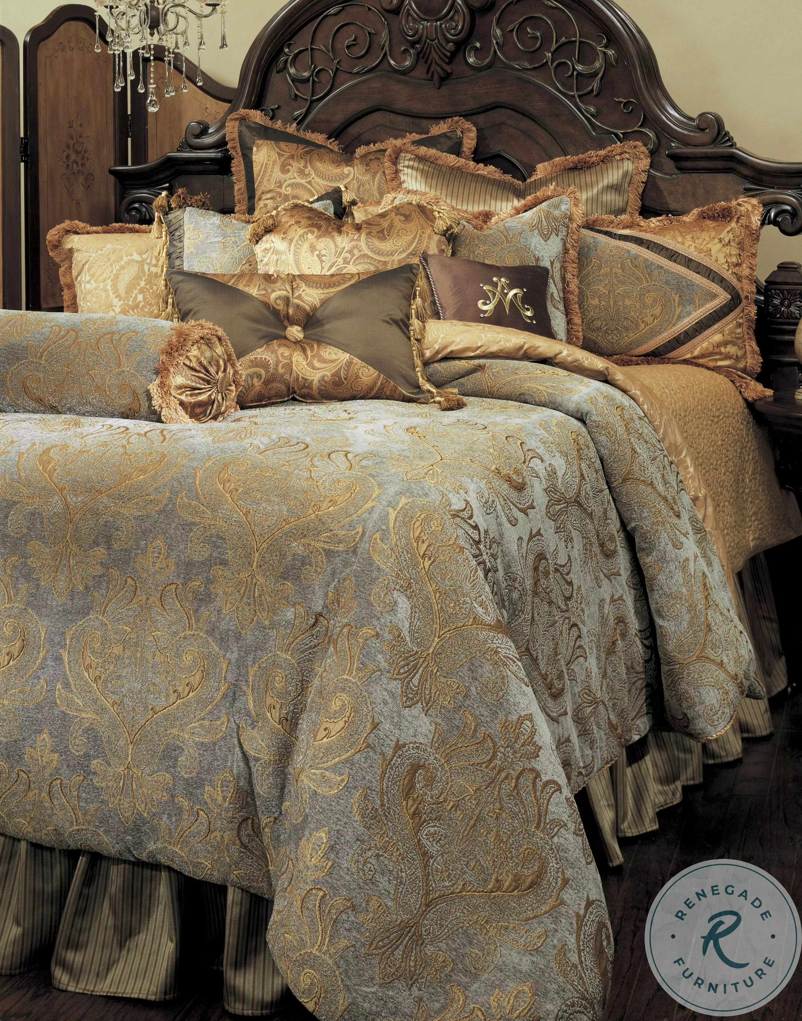 Elizabeth Aqua 13 Piece King Comforter Set From Michael Amini