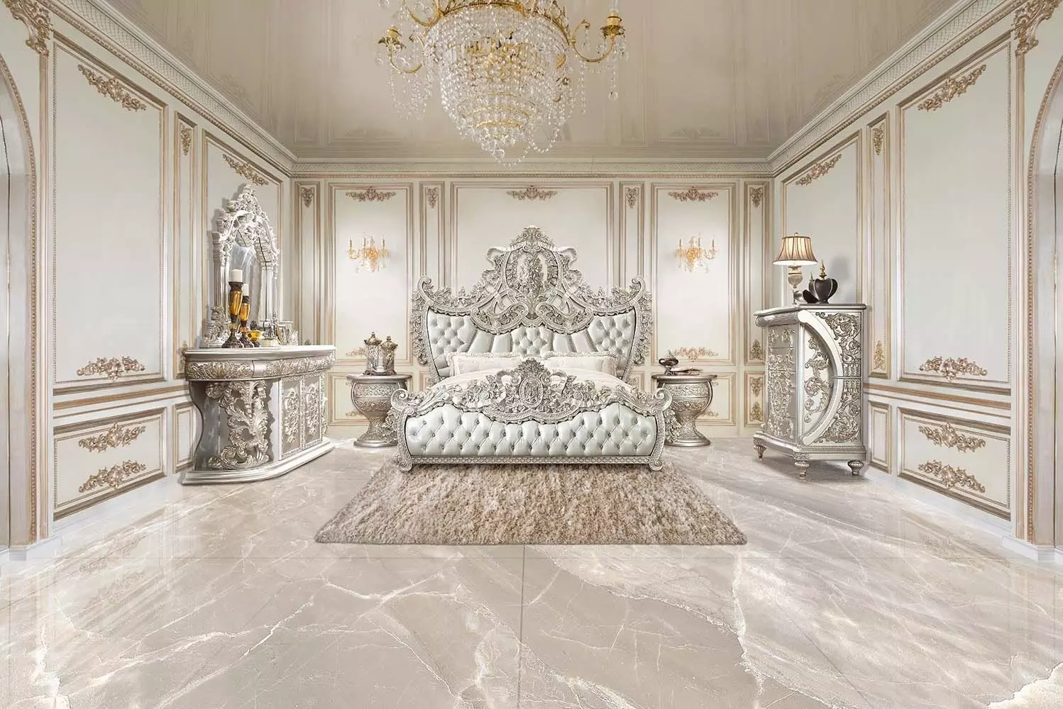 キャビスパ　プレステージfor Salon メソスタイルゲルプレミアセット Sandoval Beige and Champagne Upholstered Panel Bedroom Set from