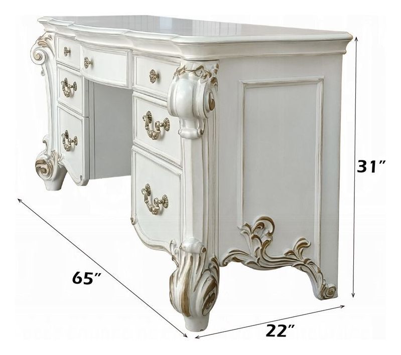 Vendome Antique Pearl 7 Drawer Vanity Desk