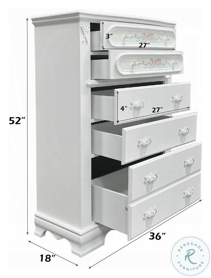 Flora White 5 Drawer Chest