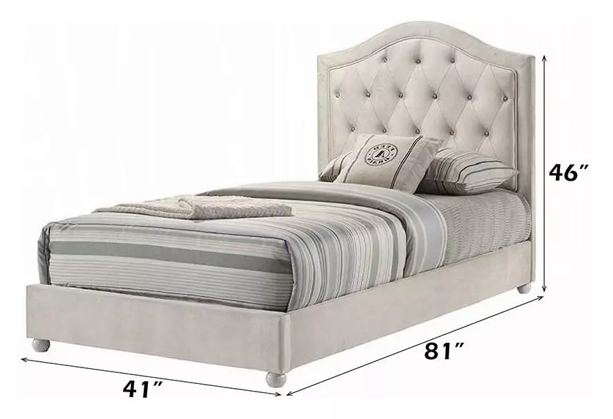 Reggie Beige Twin Upholstered Panel Bed