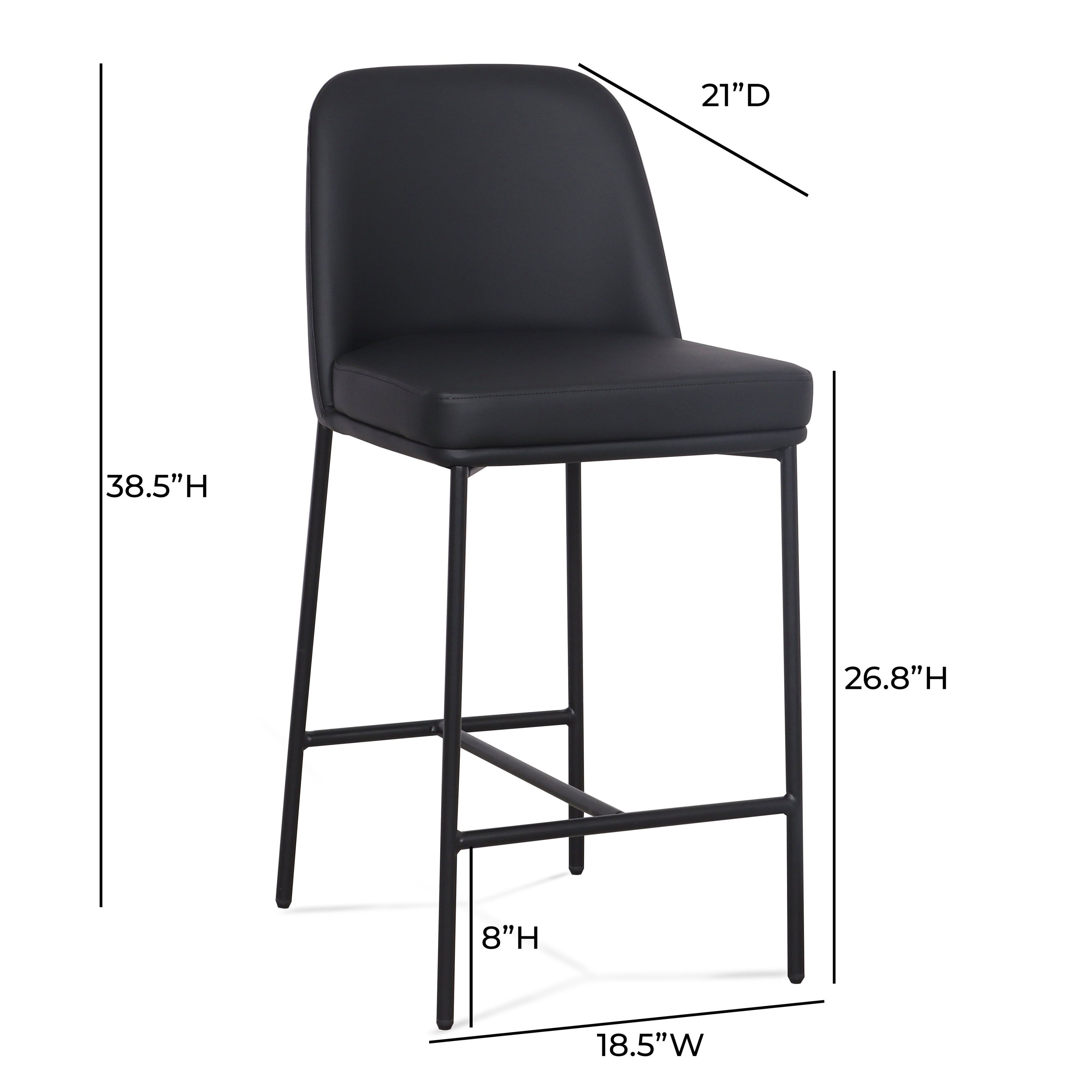 Sydney Black Upholstered Counter Height Stool Set of 2