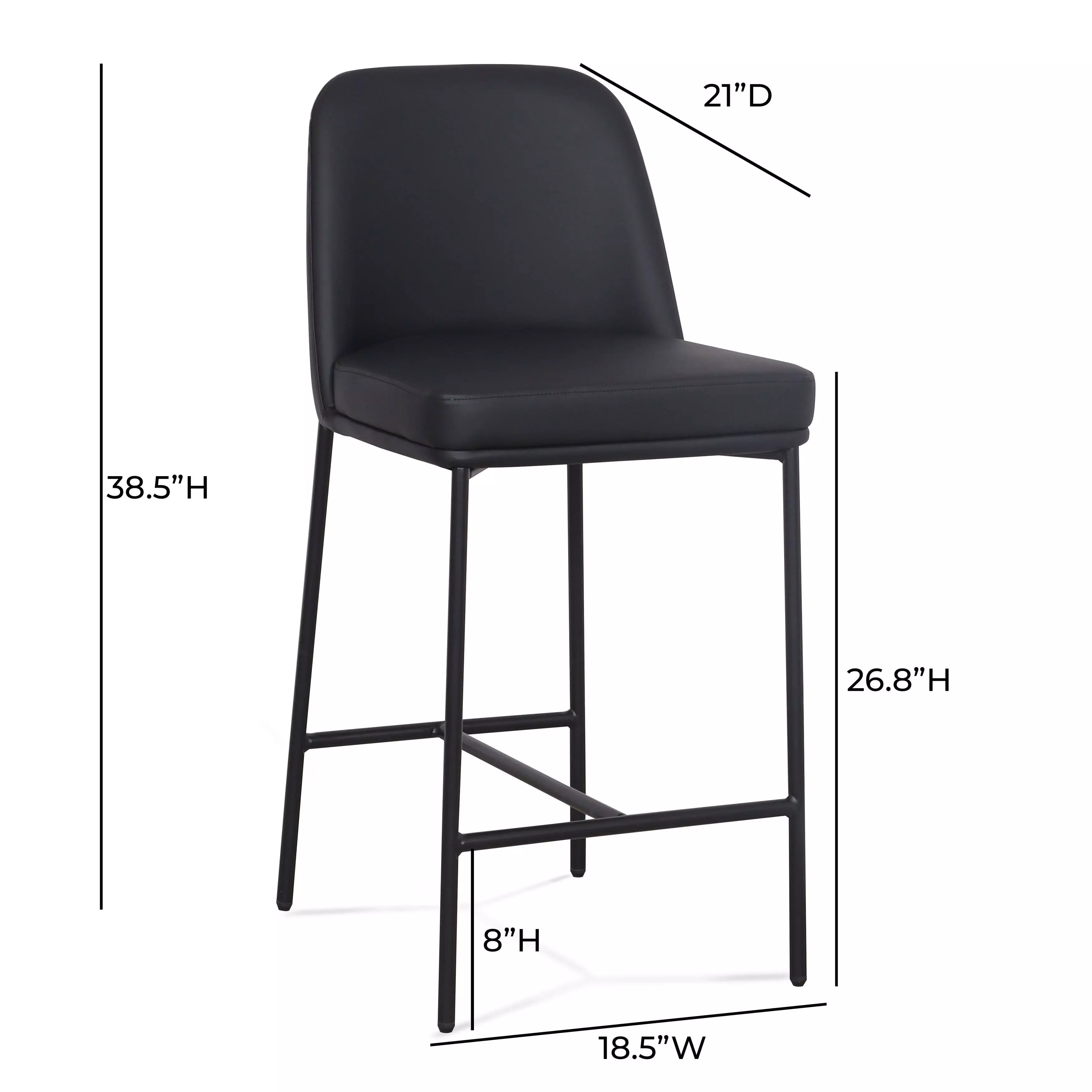 Sydney Black Upholstered Counter Height Stool Set of 2