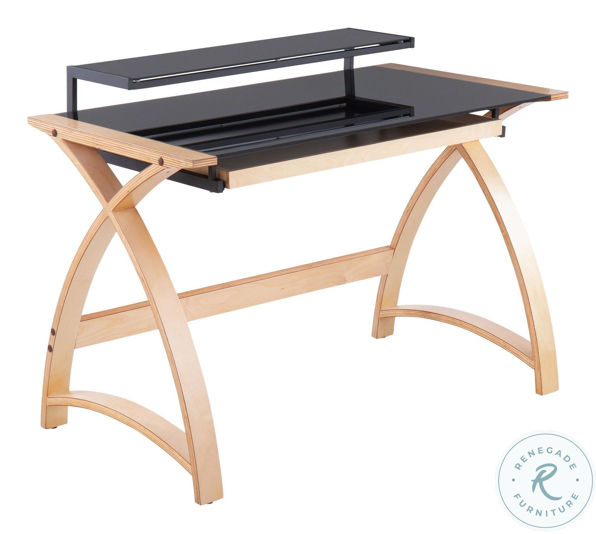 Bentley Natural Wood And Black Glass Office Desk From Lumisource