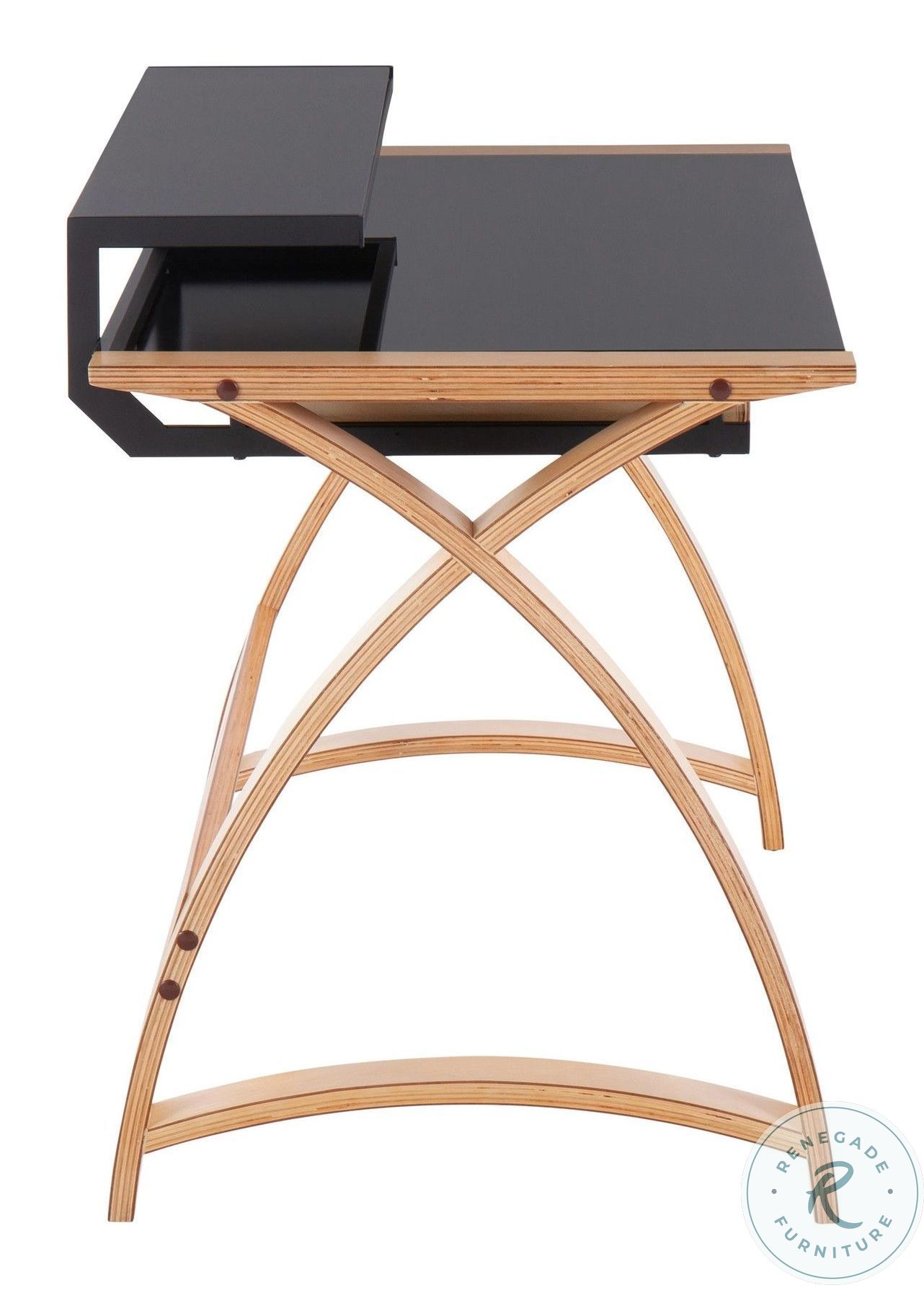 Bentley Natural Wood And Black Glass Office Desk From Lumisource