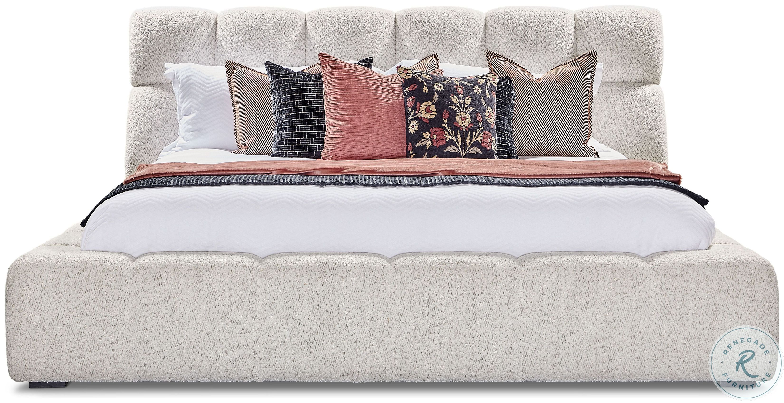 Escape Fluffy River Rock Upholstered Panel Bedroom Set from