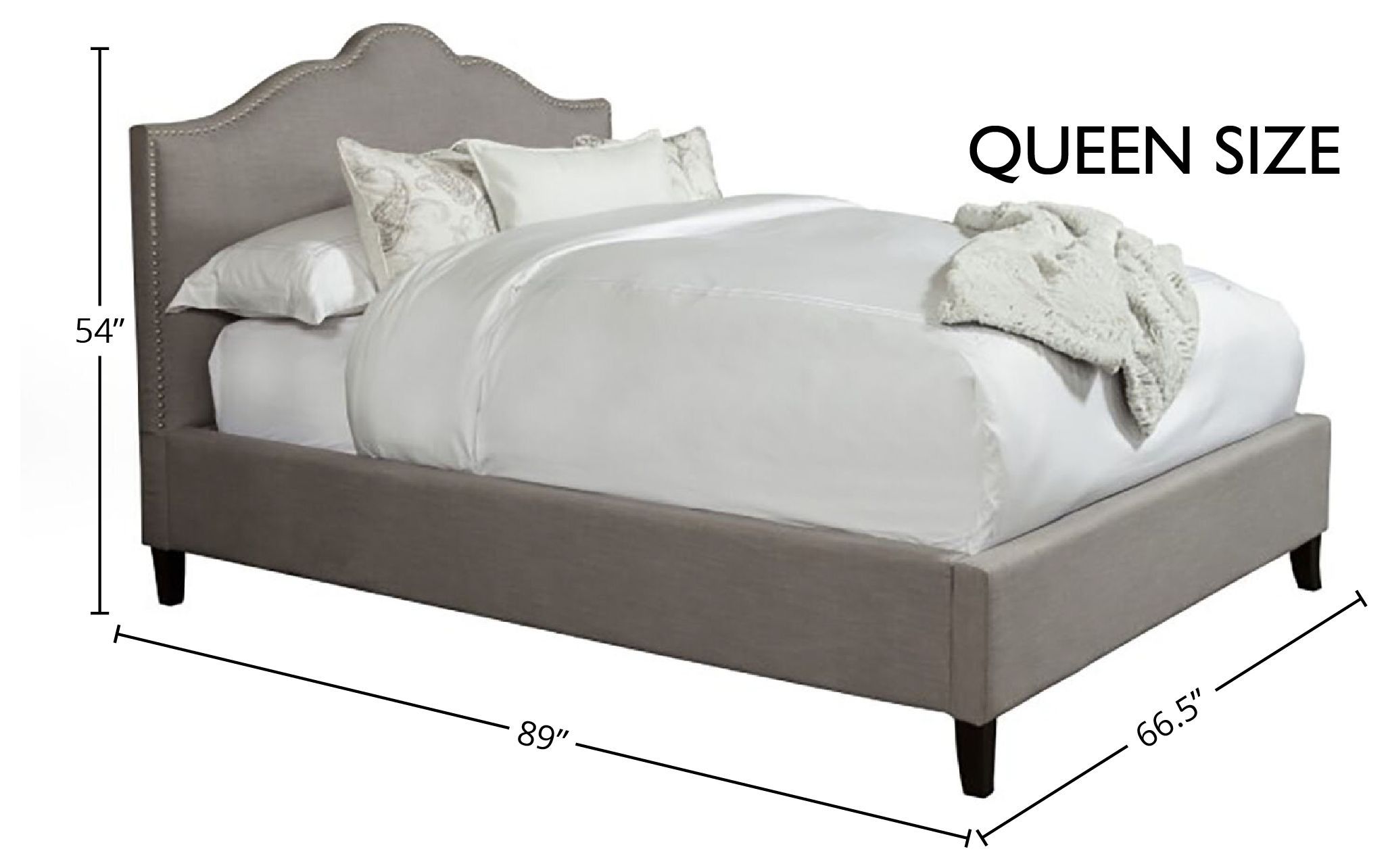 Jamie Falstaff Gray Performance Fabric Queen Upholstered Panel Bed