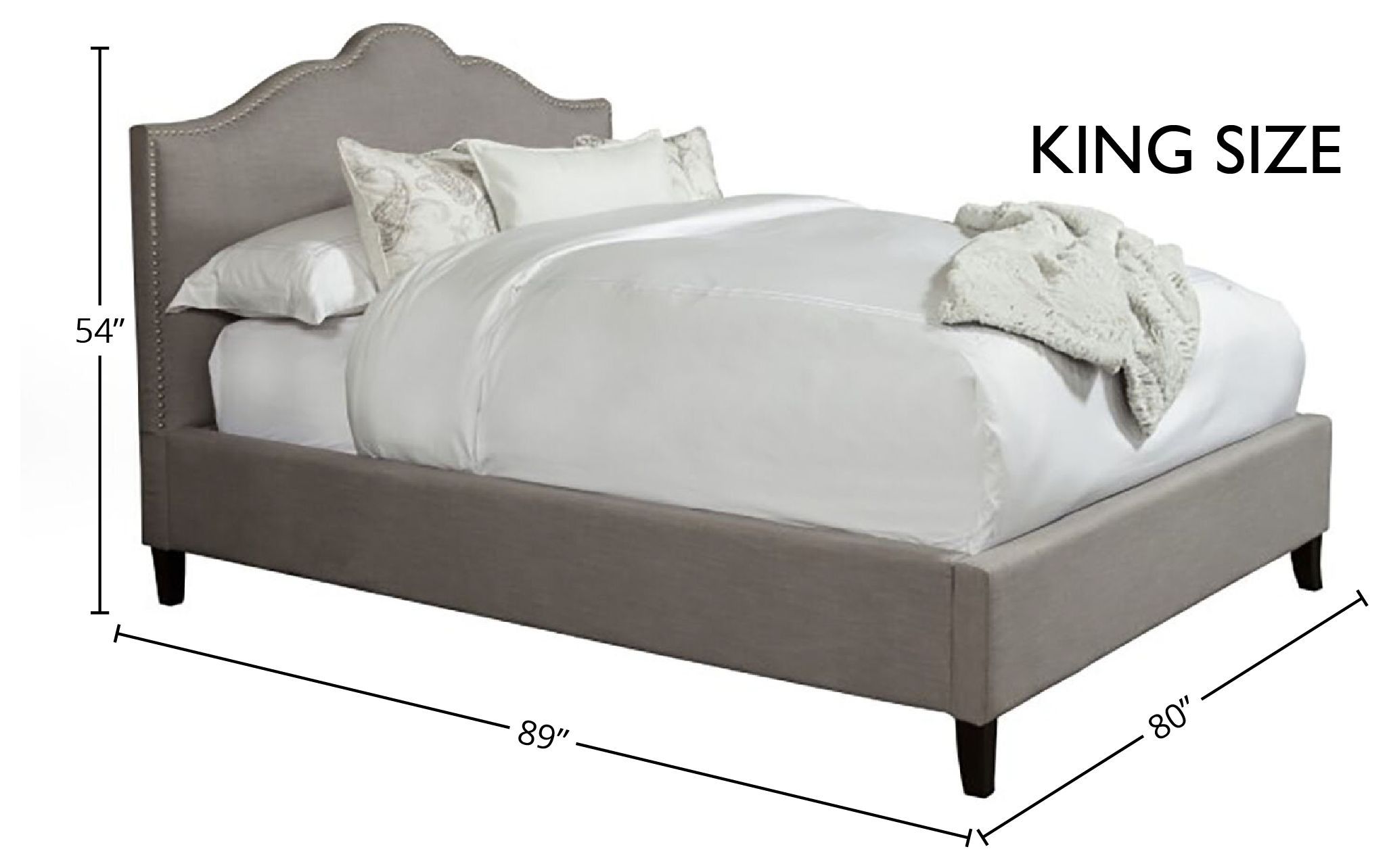 Jamie Falstaff Gray Performance Fabric King Upholstered Panel Bed