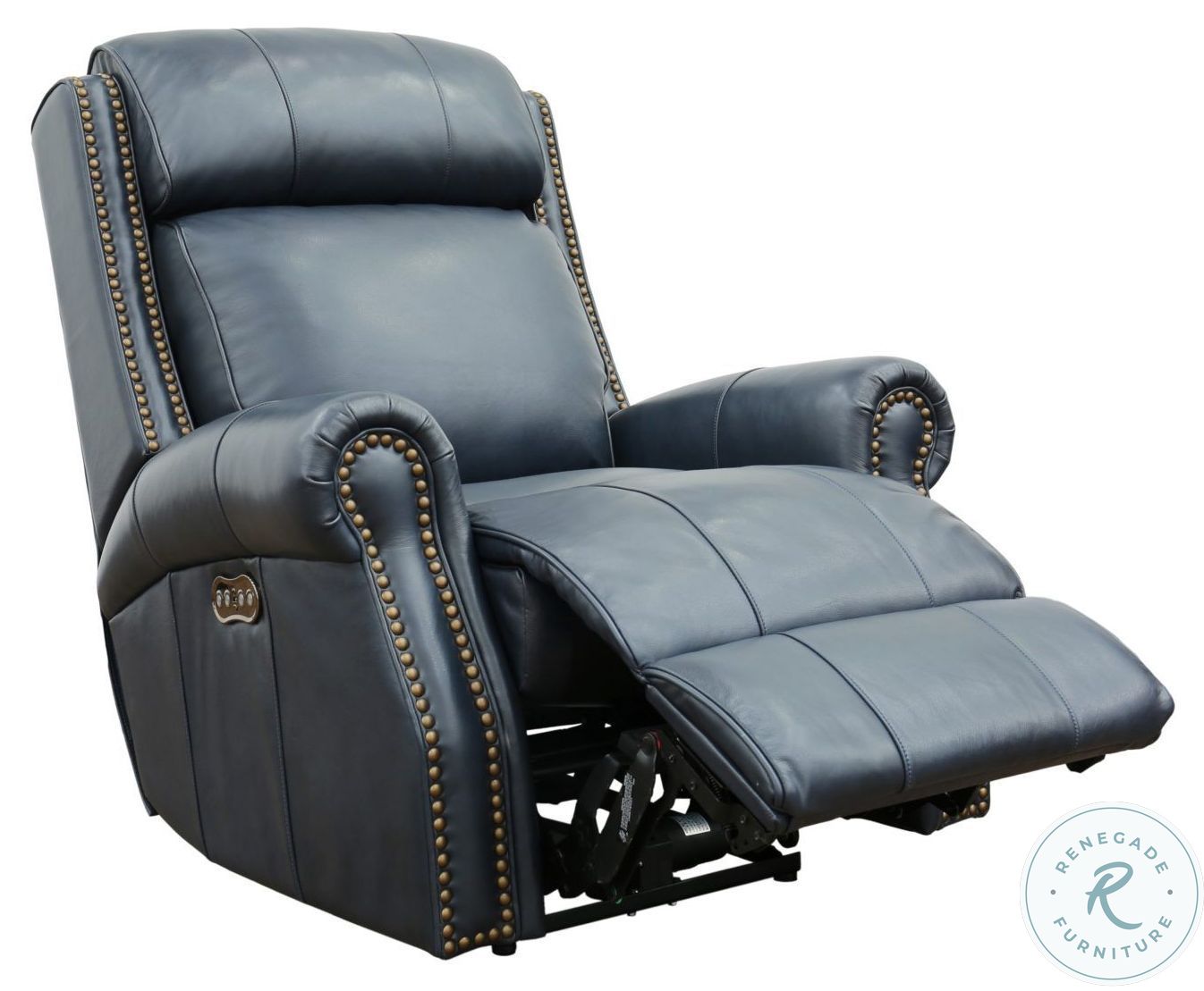 Blair Shoreham Blue Leather Big & Tall Power Recliner with Power Headrest