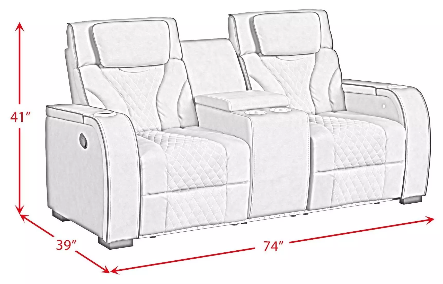 Tundra Simba Slate 74" Motion Reclining Loveseat with Console and LED