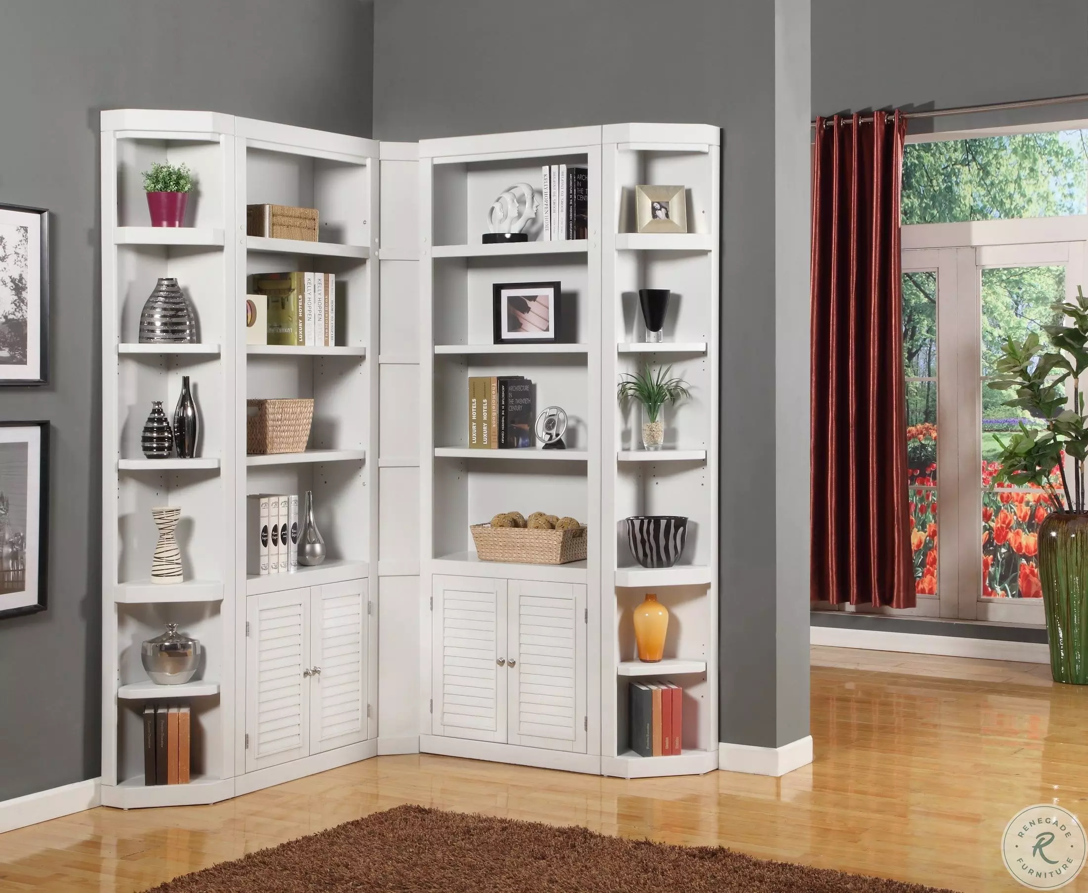 L'Appartement BILLY TIMELESS T-SH ホワイト Rawlins Cottage White 5 Piece L Shape Library Wall From Golden