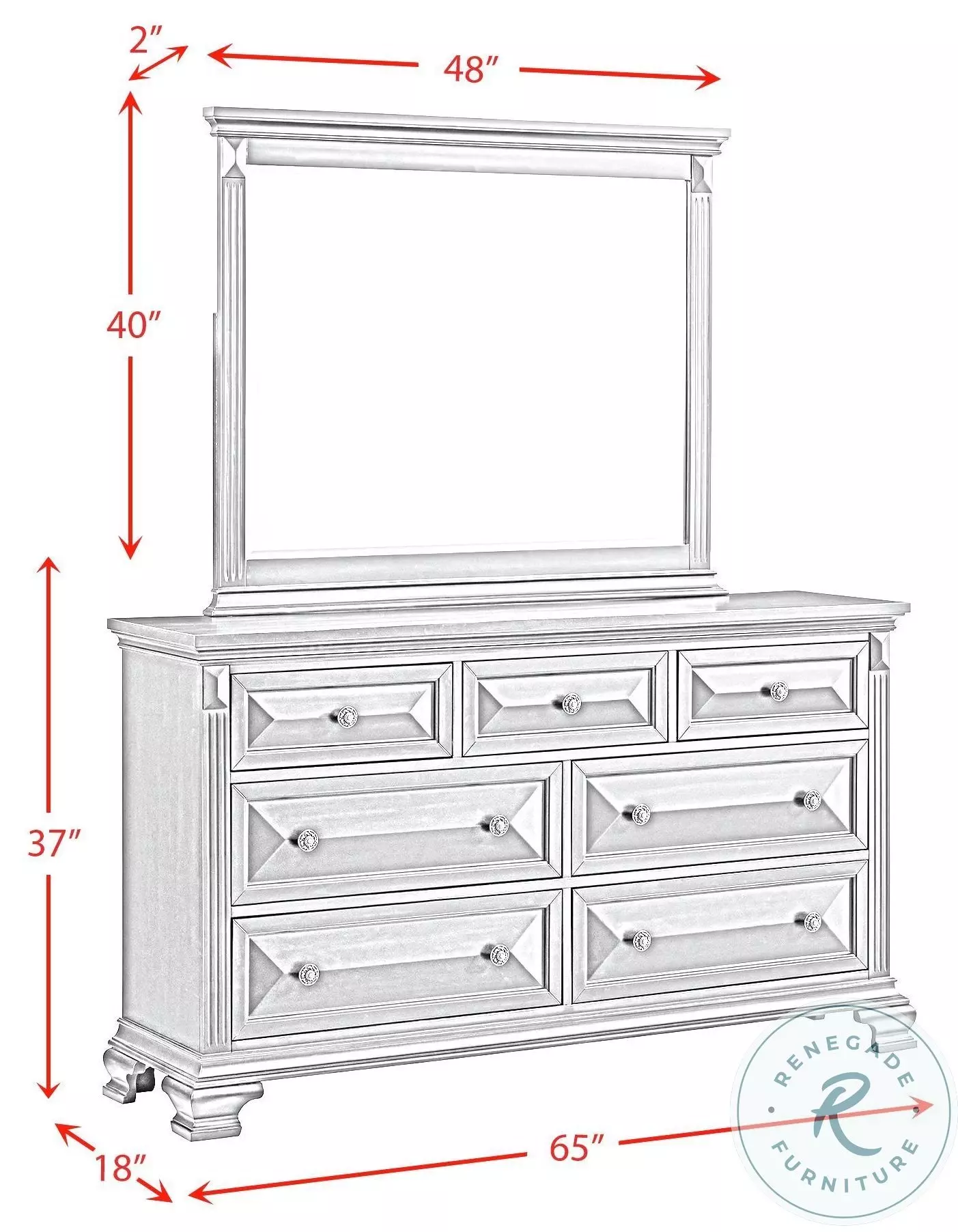 Sumner Distressed Black 7 Drawer Dresser And Mirror