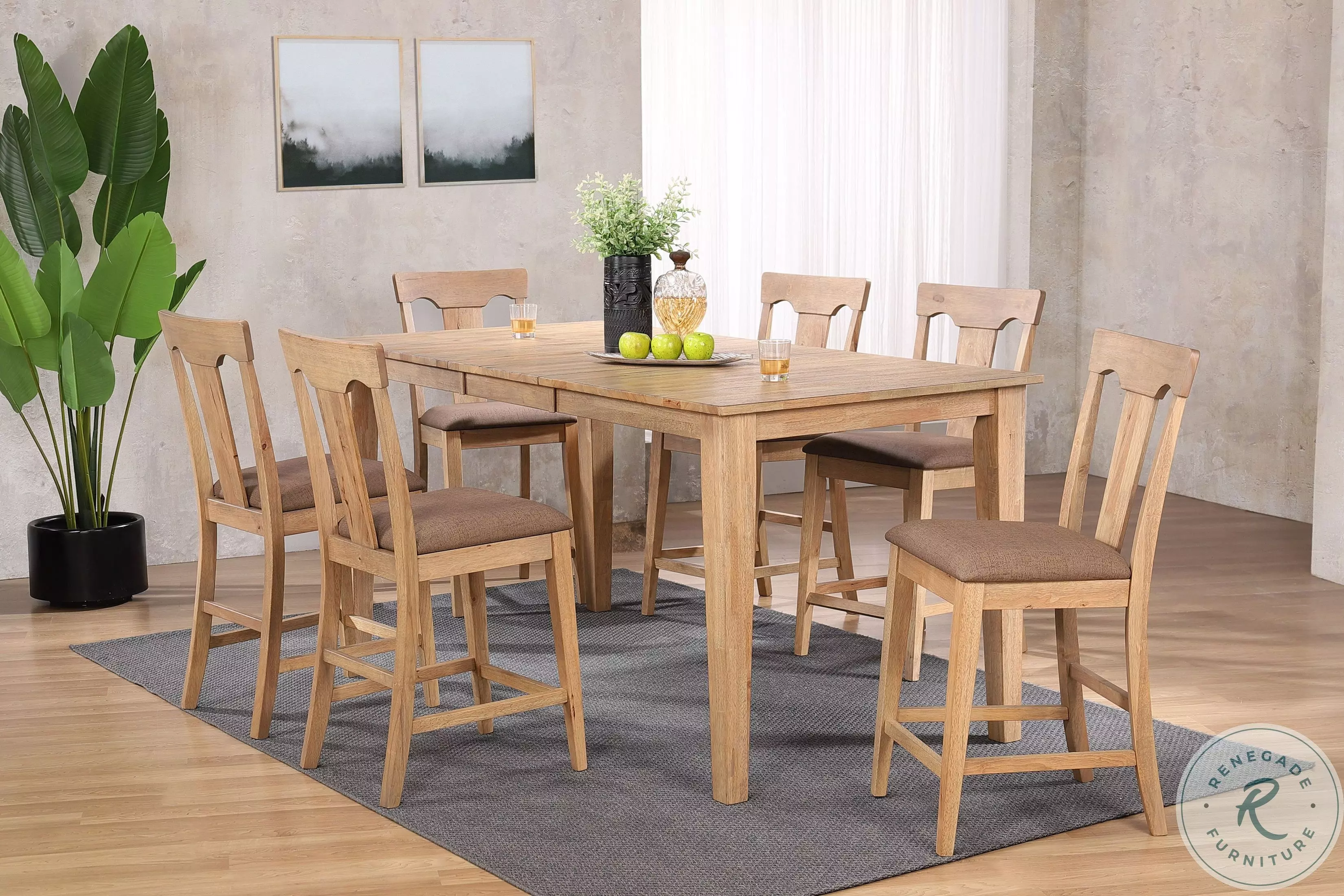 Brownstone Warm Brown Leg Extendable Counter Height Dining Room Set