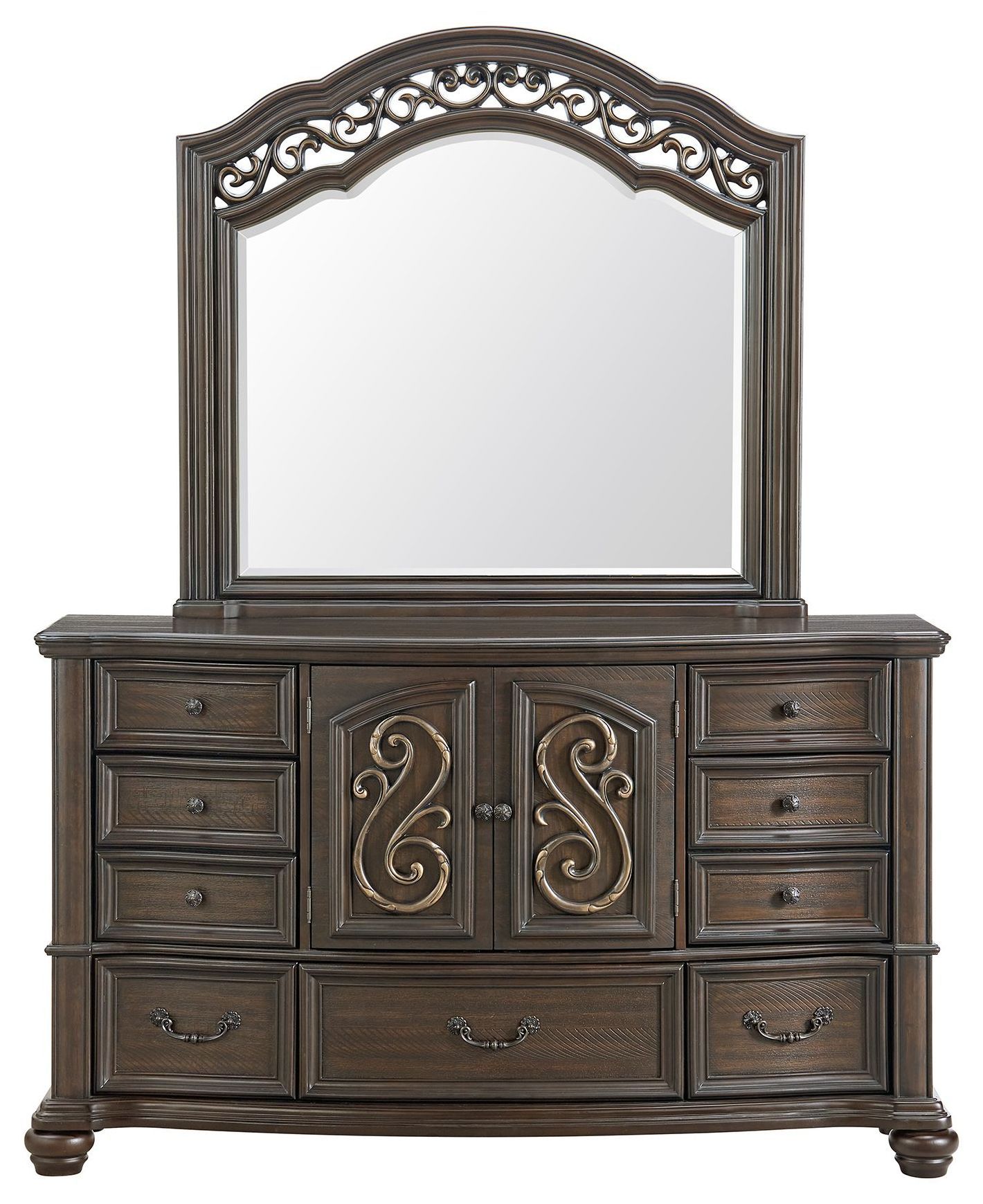 ドレッサー Retro mirror dresser Rosalinda Mahogany 7 Drawer Dresser and Arched Mirror From Picket