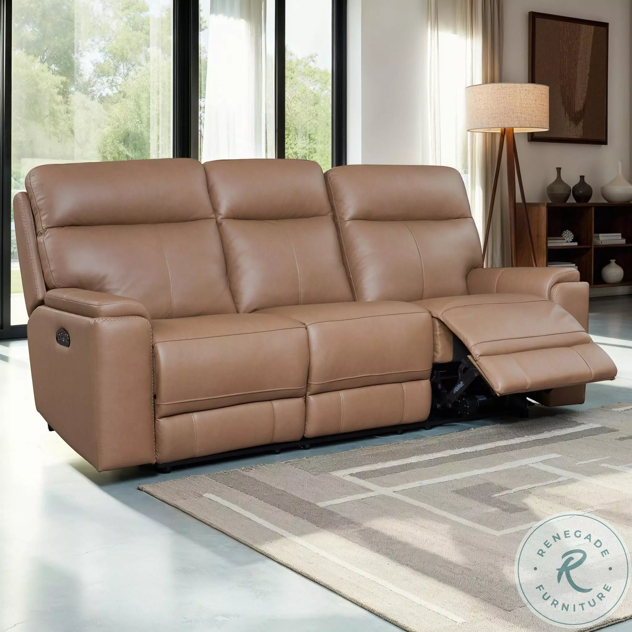 Bryluxe Tuscan Tan Leather Power Reclining Sofa From Bellavita