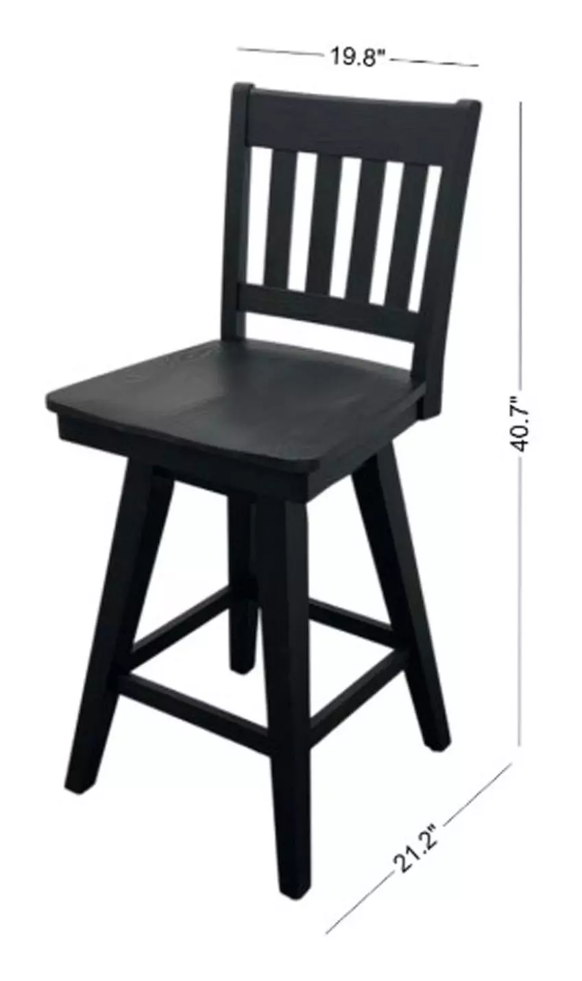 Wooden Barstools Black Slat Back Swivel Bar Stool Set of 2