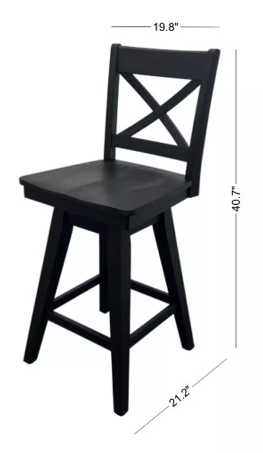 Wooden Barstools Black X Back Swivel Bar Stool Set of 2