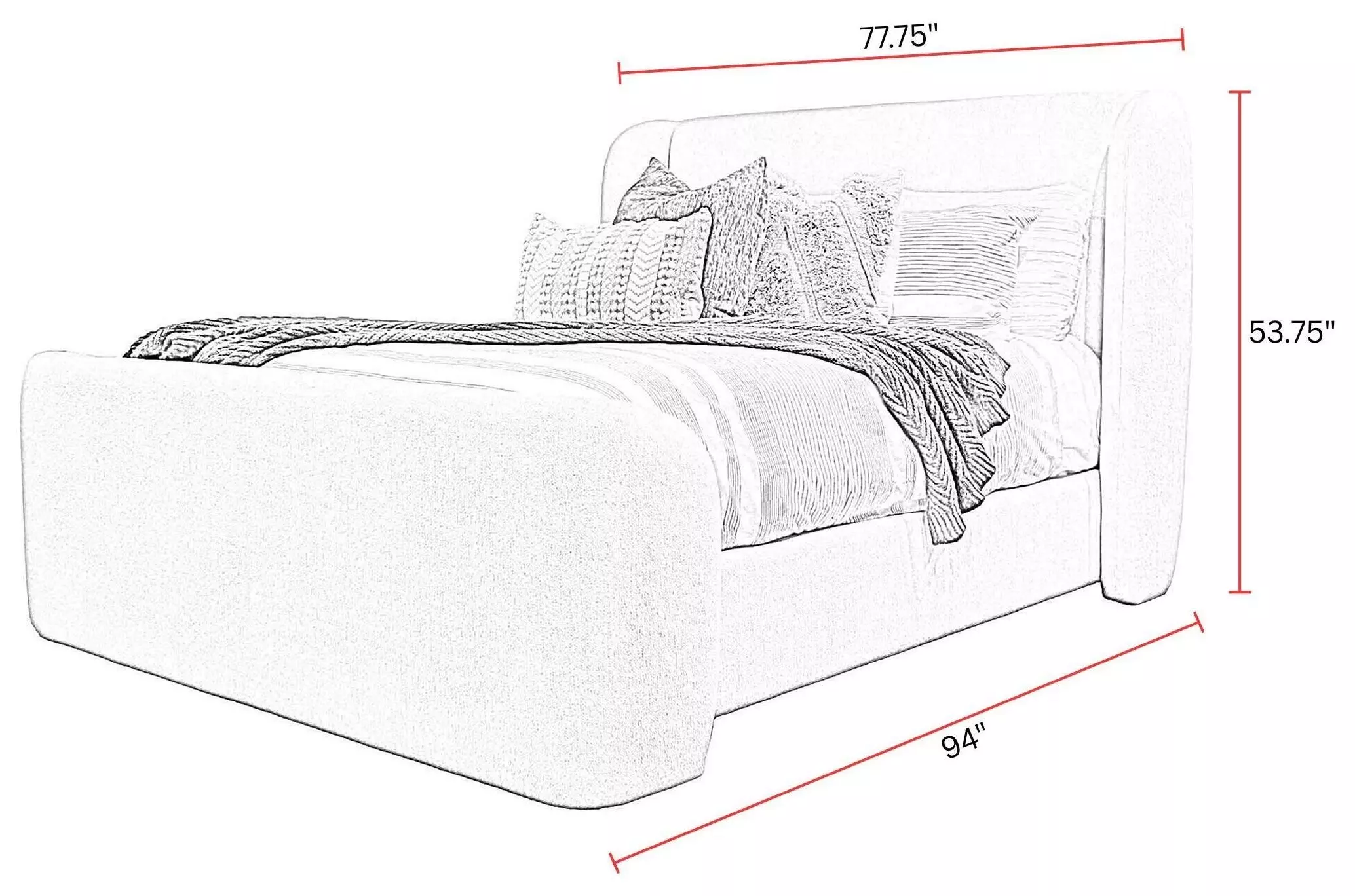 Shiloh White Mocha Performance Fabric Queen Upholstered Platform Bed