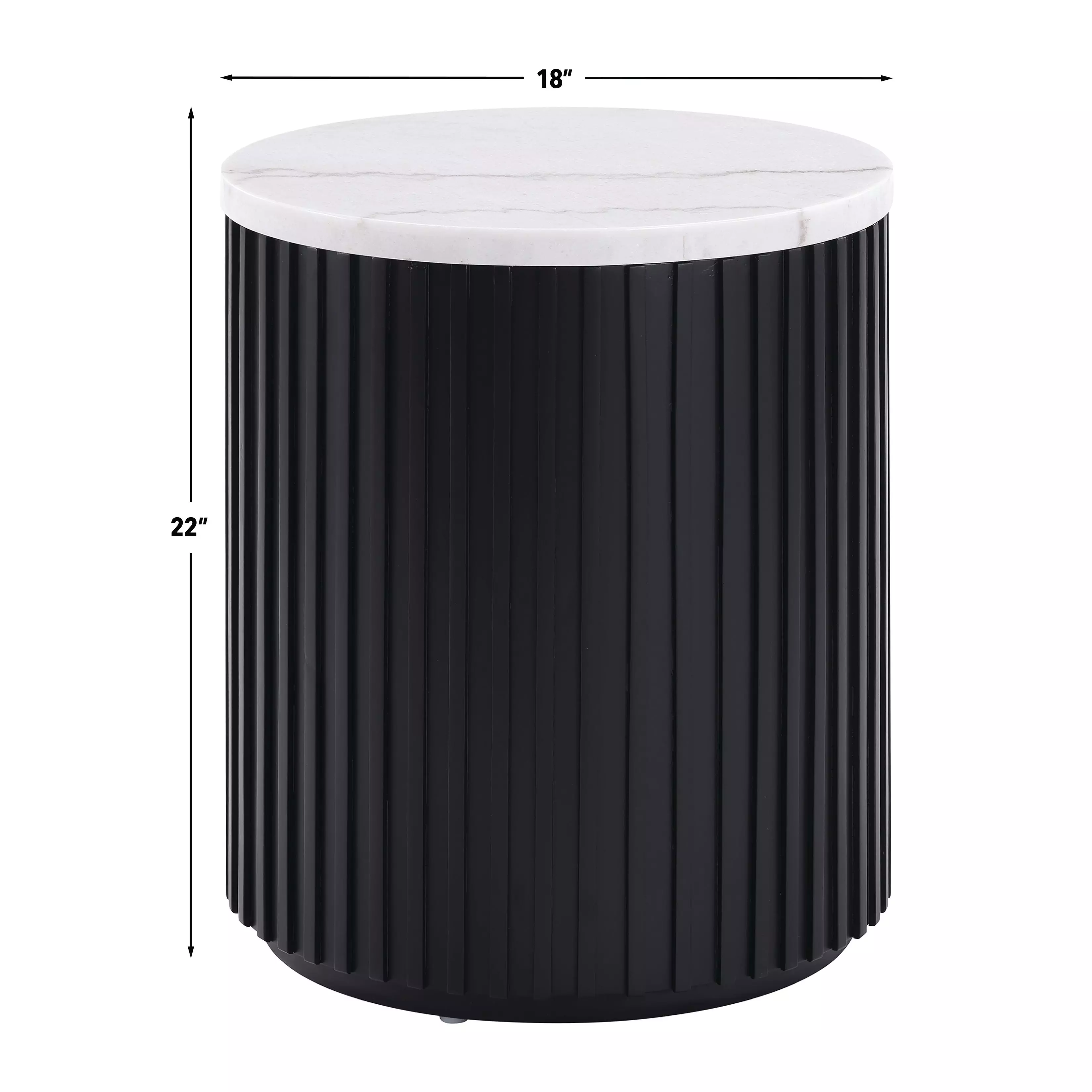 Colvin Black and White Marble Top Round End Table
