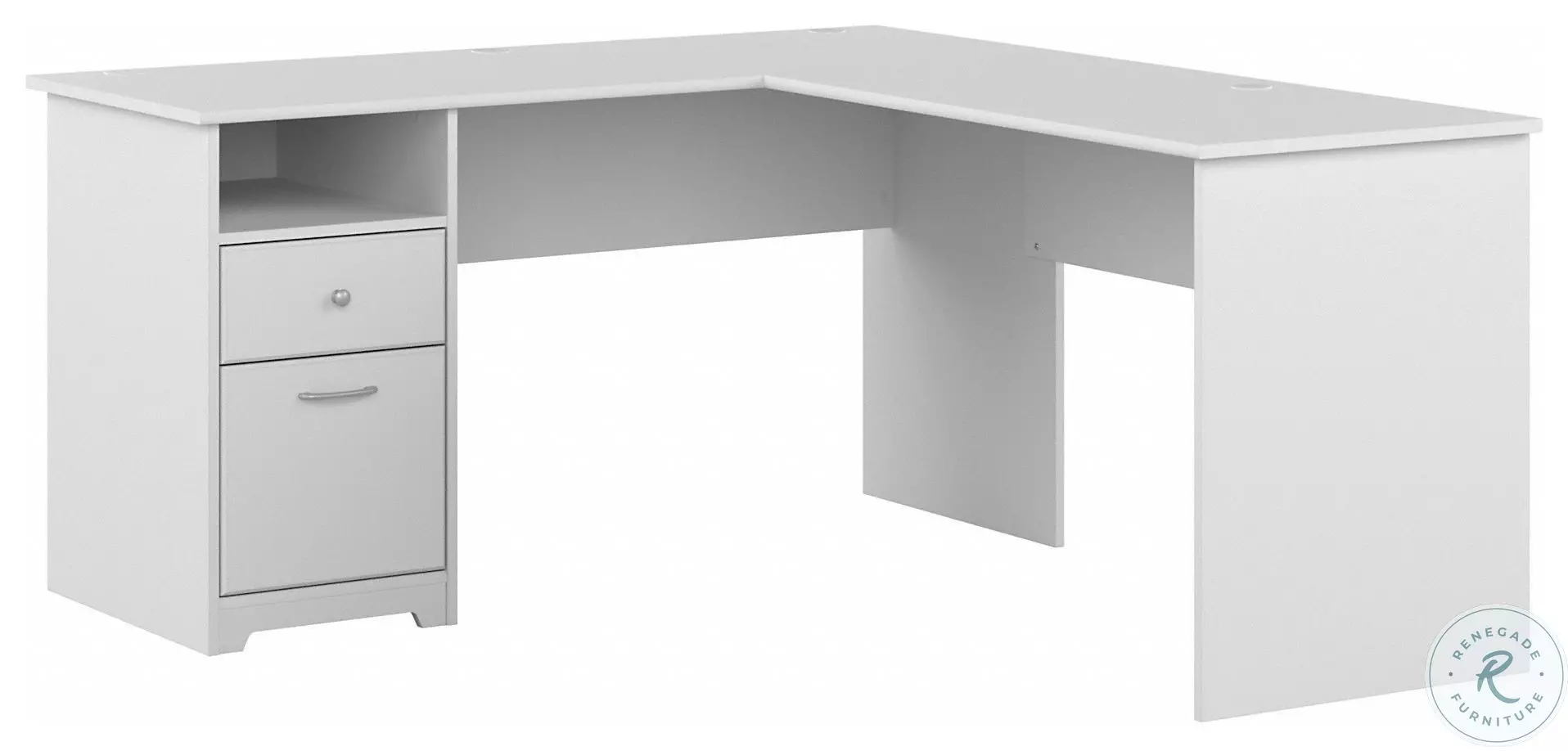 Bush Furniture Cabot 60W L-Shaped Computer Desk With Hutch - White