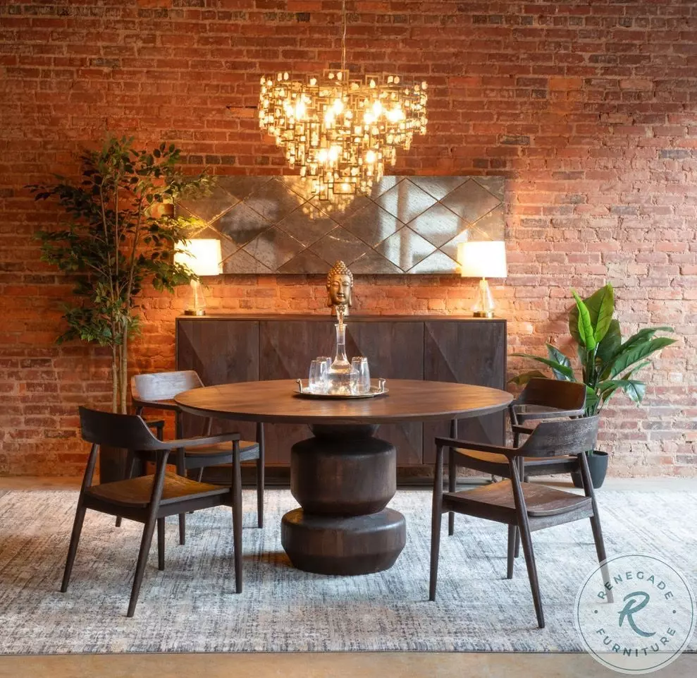 Oxford Walnut Mango Wood 60" Round Dining Room Set from World Interiors ...