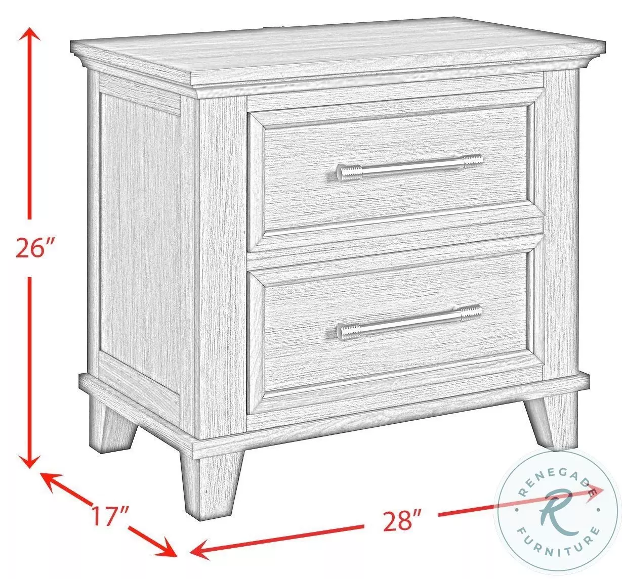 Henrik Ivory 2 Drawer Nightstand