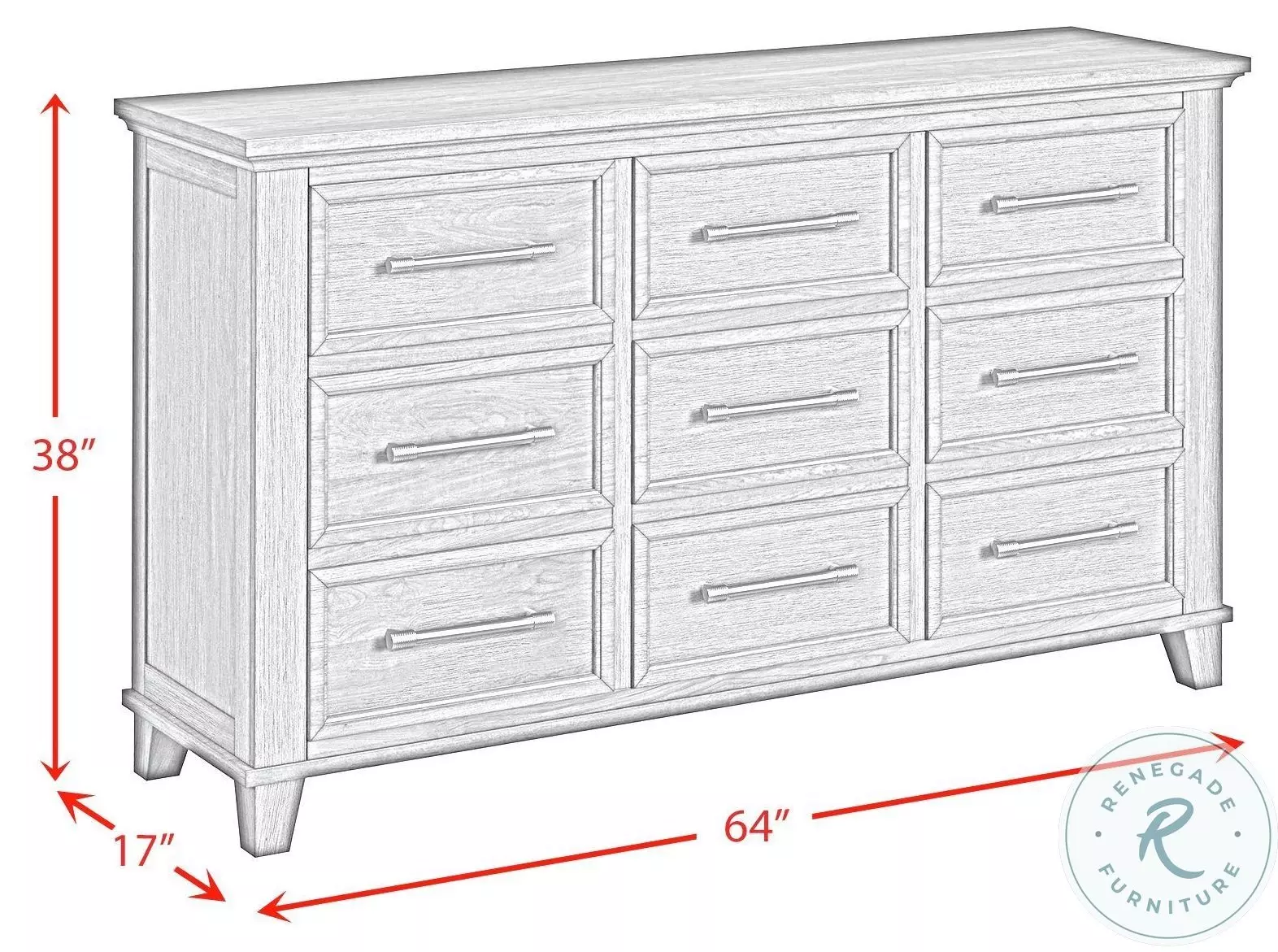 Henrik Grey 9 Drawer Dresser